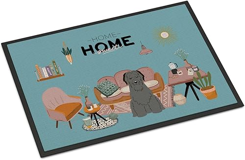 Caroline's Treasures CK7926MAT - Felpudo negro Briard Sweet Home de 18 x 27 pulgadas, para interiores y exteriores, para entrada, antideslizante,