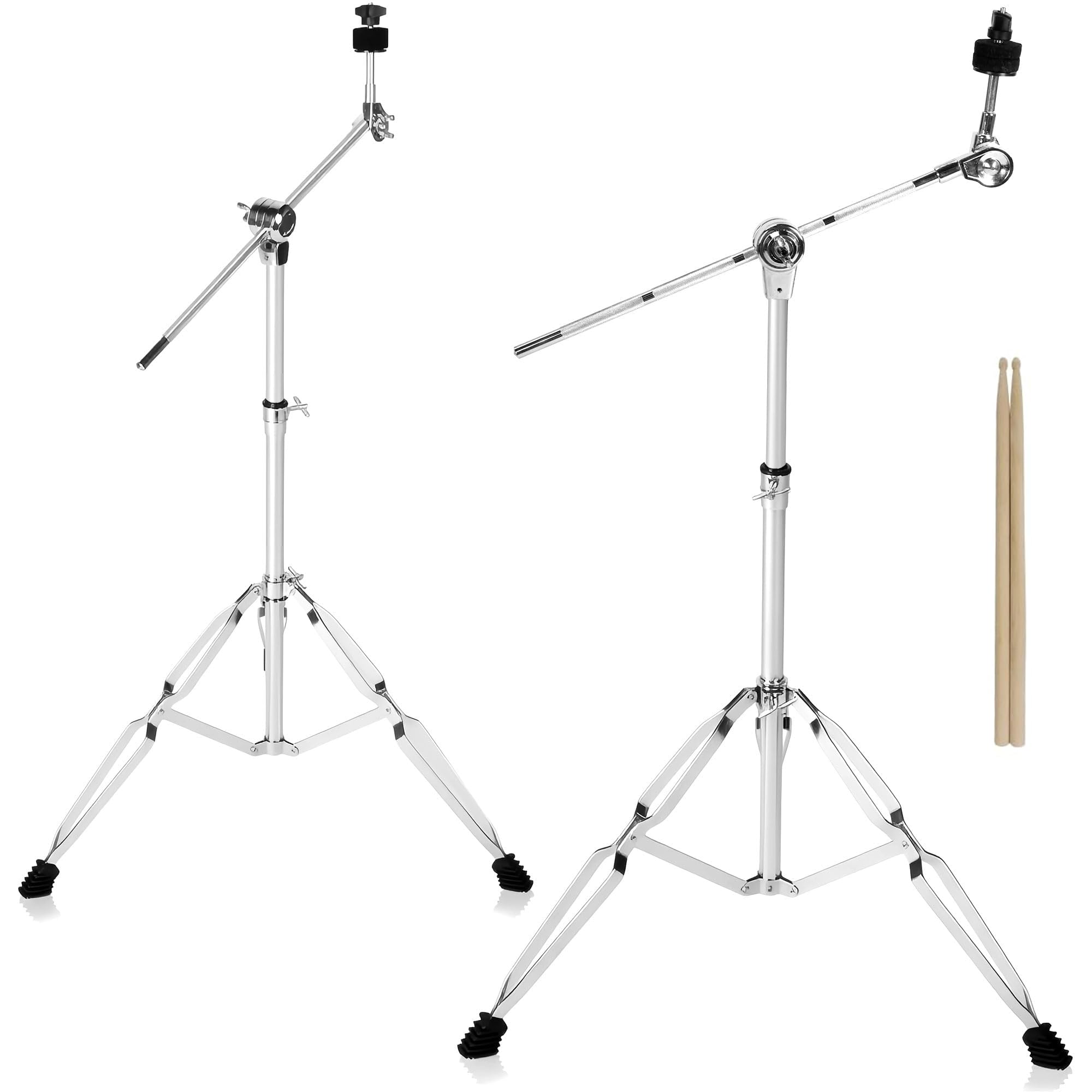 2Pack Standard Cymbal Boom Stand Double Braced Adjustable Cymbal Stand 76cm-140cm for Drum Hardware Percussion Mount Holder Gear Set Drum Hardware Set for Mounting Crash, Ride, Splash Cymbals