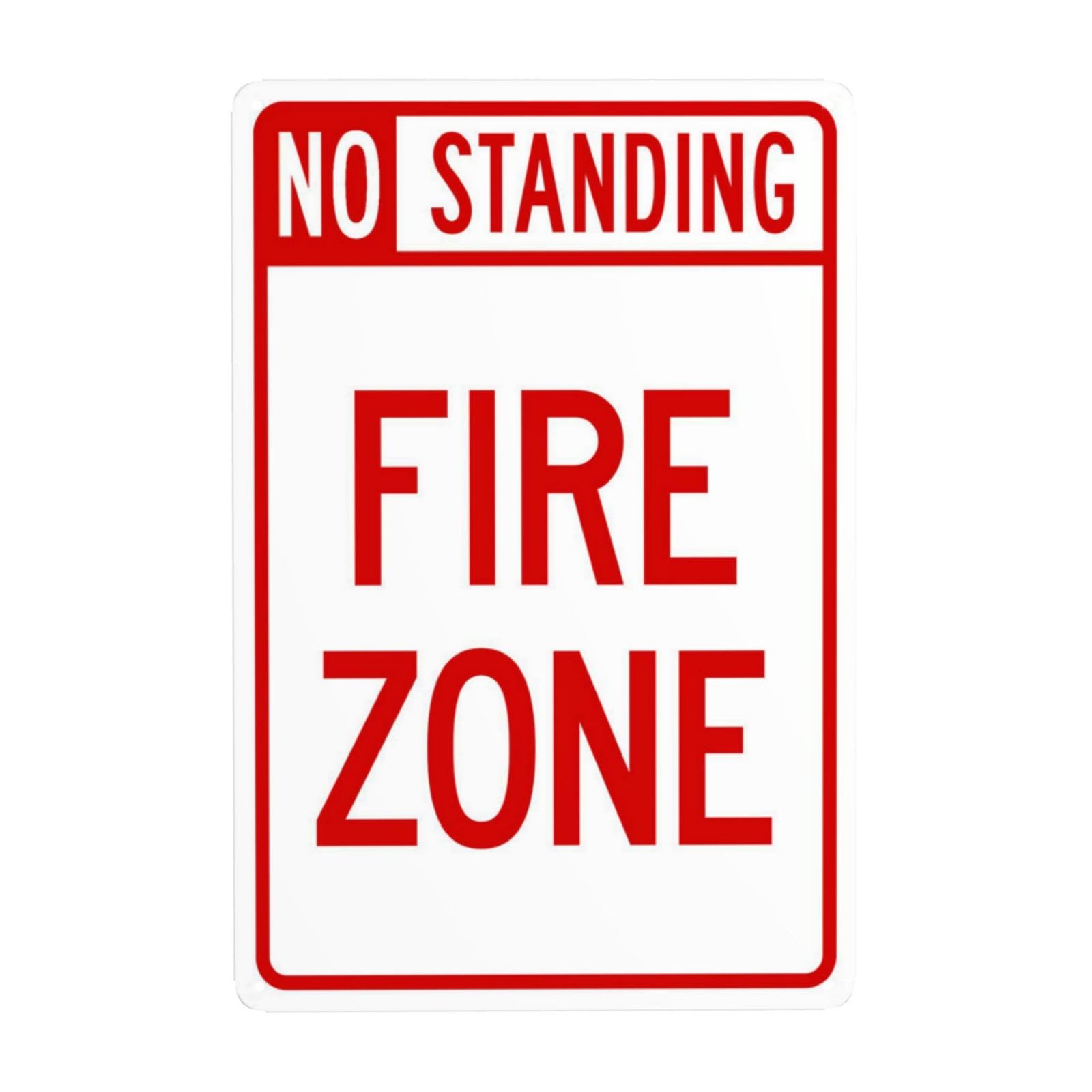 SMAZDFXX No Standing Fire Zone Metal Warning Signs, Cautions Security Tin Sign, Safety Posted Signs for Street Business Wall Decor 12"x16"