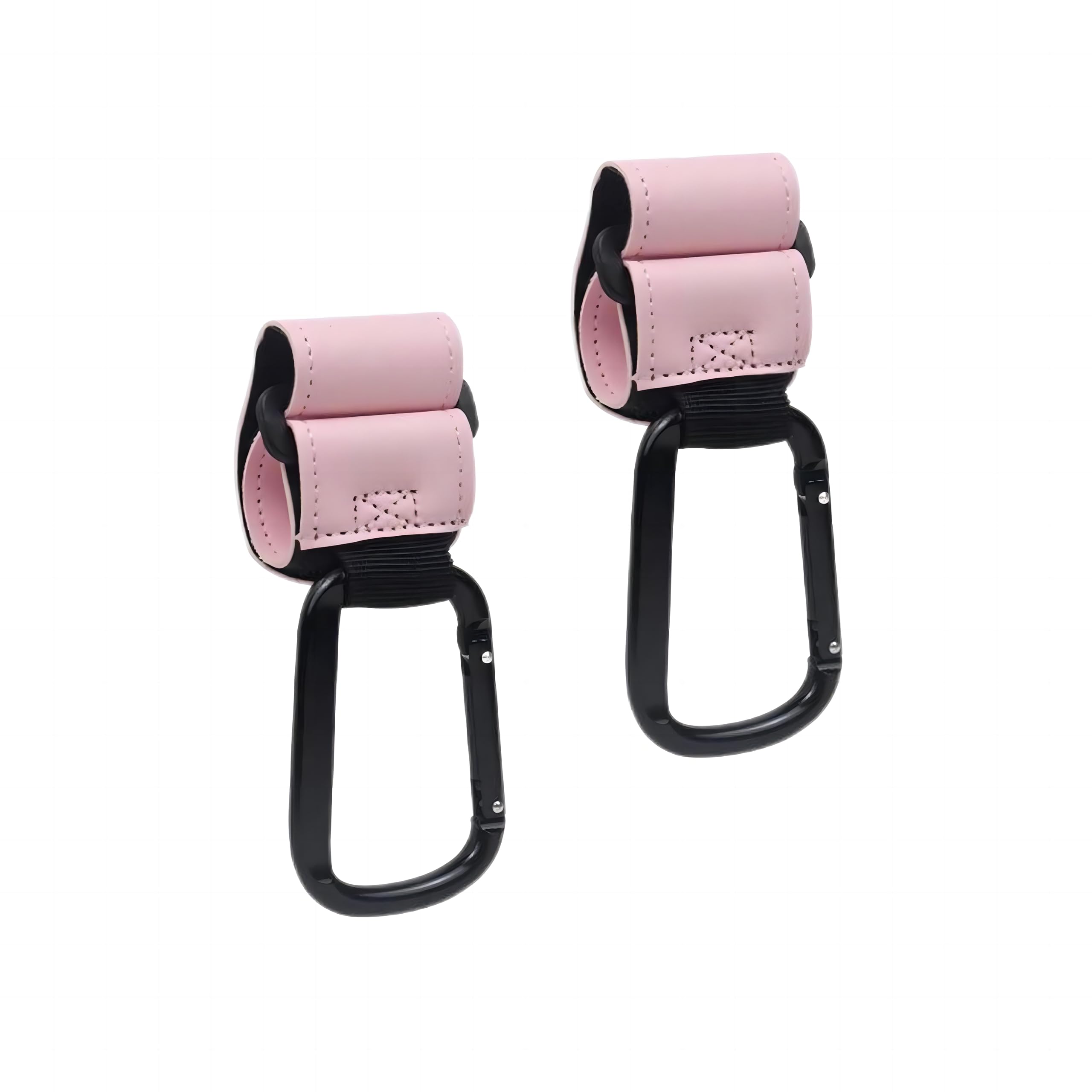 Ganchos Carro Bebe 2 Piezas, XL Gancho para Carrito Bebe Universal Estilo Piel, Accesorios para Cochecitos Colgar Bolsas de Pañales Cambiador la Compra (Rosa)