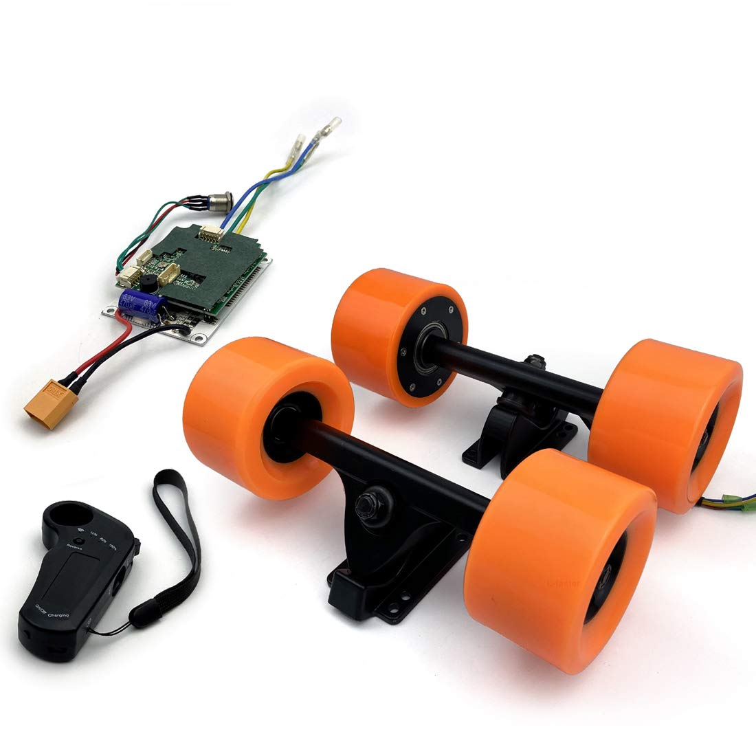 Longboard Hub Motor Kit Skateboard Brushless Motor Wheel with Truck Board Dual Motor Drive Remote Controller（Single Drive Remote）