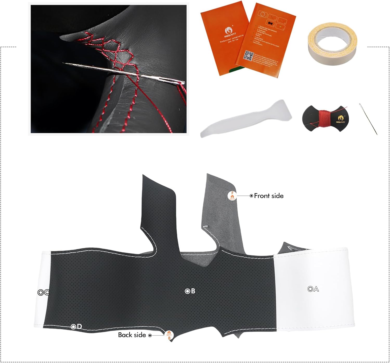 MEWANT Hand Stitch Steering Wheel Cover Wrap for Chevrolet (Chevy) Corvette C8 2020-2024 Steering Wheel Accessories for Chevrolet