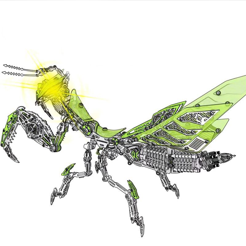 3D Mechanical Praying Mantis Metal Puzzle – 1109-Piece DIY Model Kit, Advanced Assembly for Adults, Engineering Toy, 18-25 Hours of Challenge, for Puzzle & Model Enthusiasts (green)