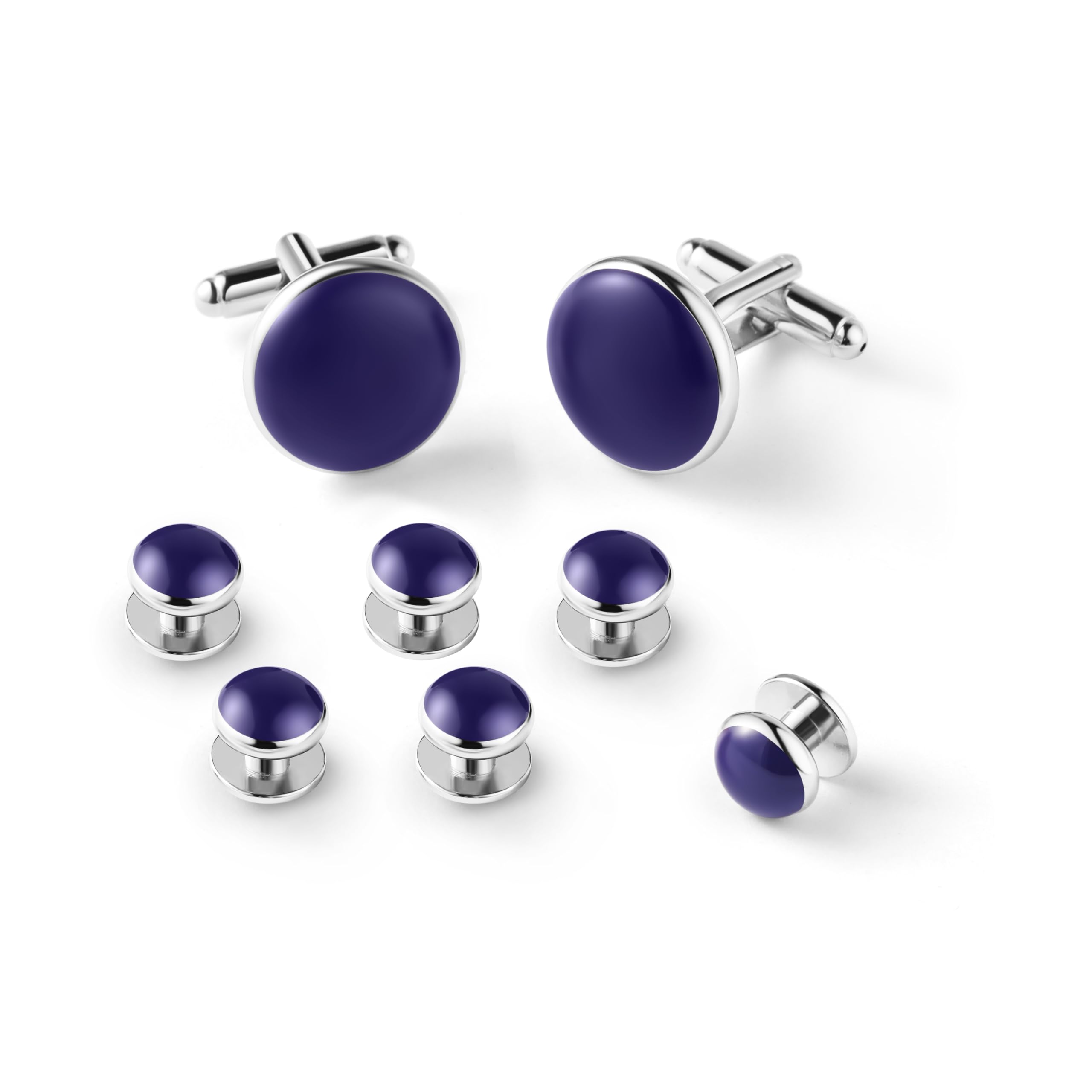 Men's Cufflinks &amp; Tuxedo Studs Set - 316L Stainless Steel Formal Wedding Jewelry, Groomsmen Gift Set with Gift Box
