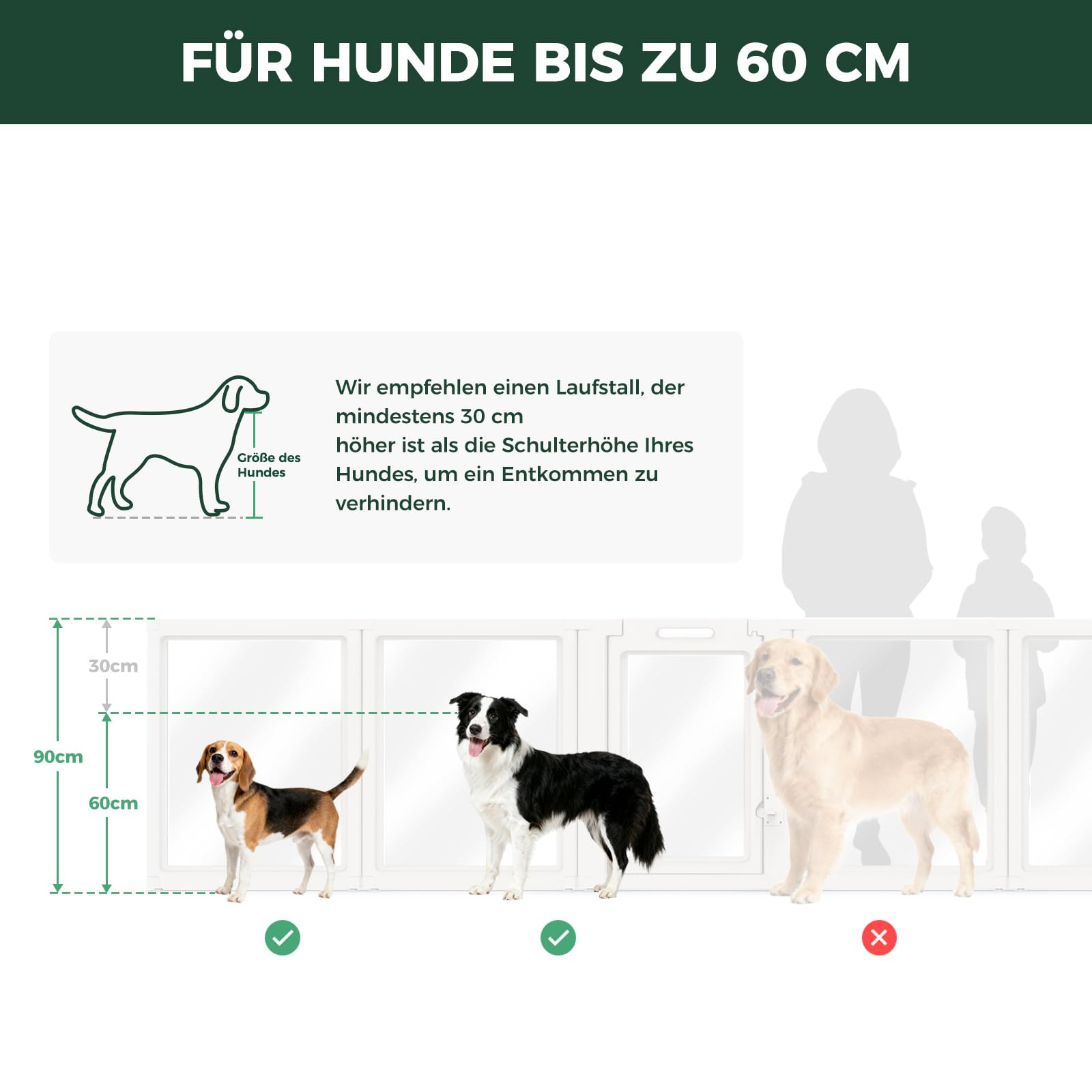 fxw AuraSpace Acryl-Hundespielplatz für mittelgroße Hunde, 35 Zoll, 8 Paneele, weiß