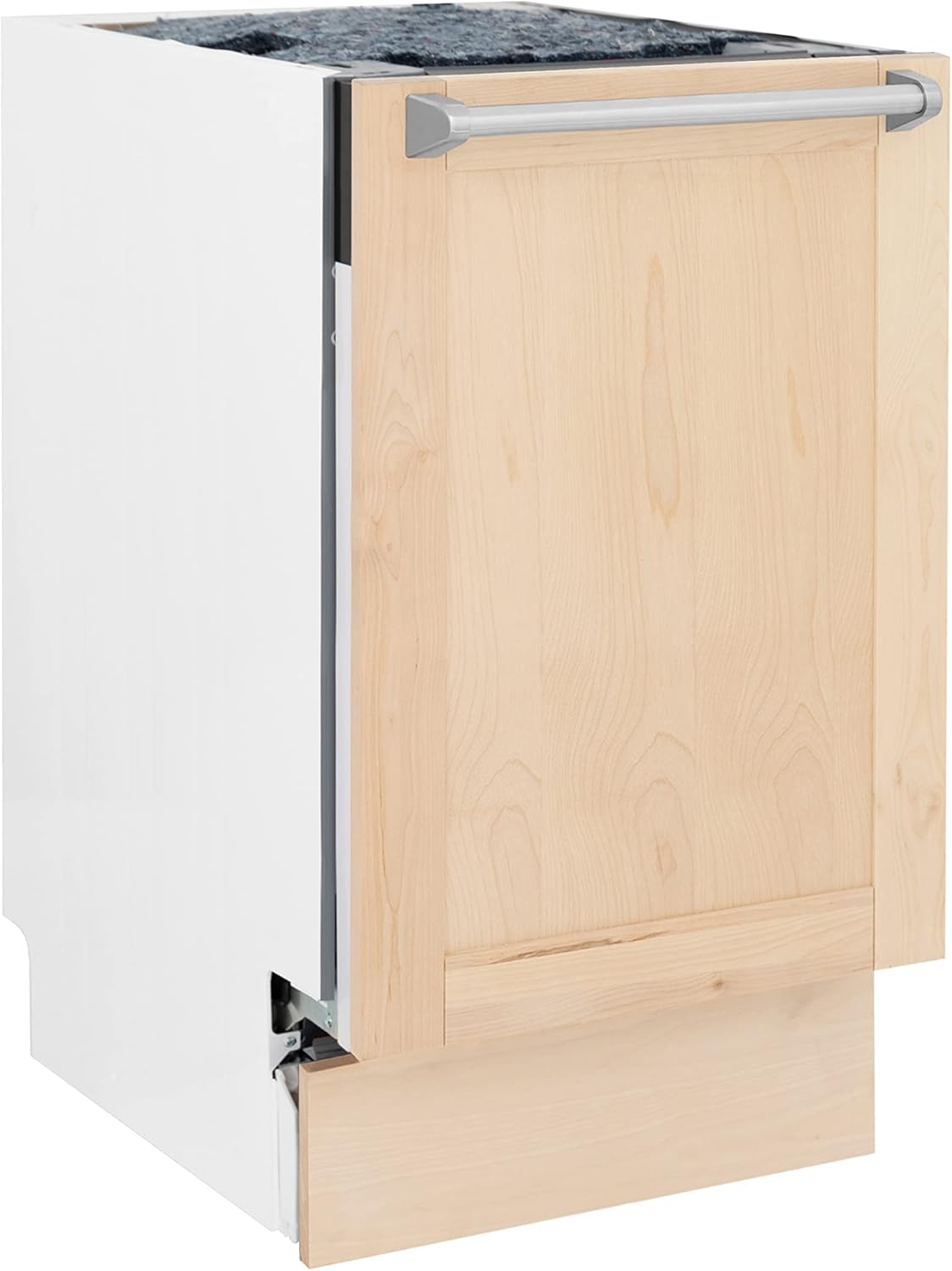 ZLINE 18" Tallac Series 3rd Rack Top Control Dishwasher in Unfinished Wood and Traditional Handle, 51dBa (DWV-UF-18)