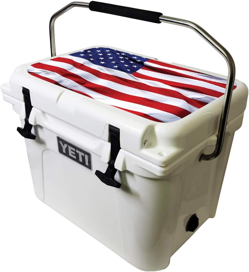 MightySkins Skin Compatible with YETI Roadie 20 qt Cooler Lid wrap Cover Sticker Skins American Flag