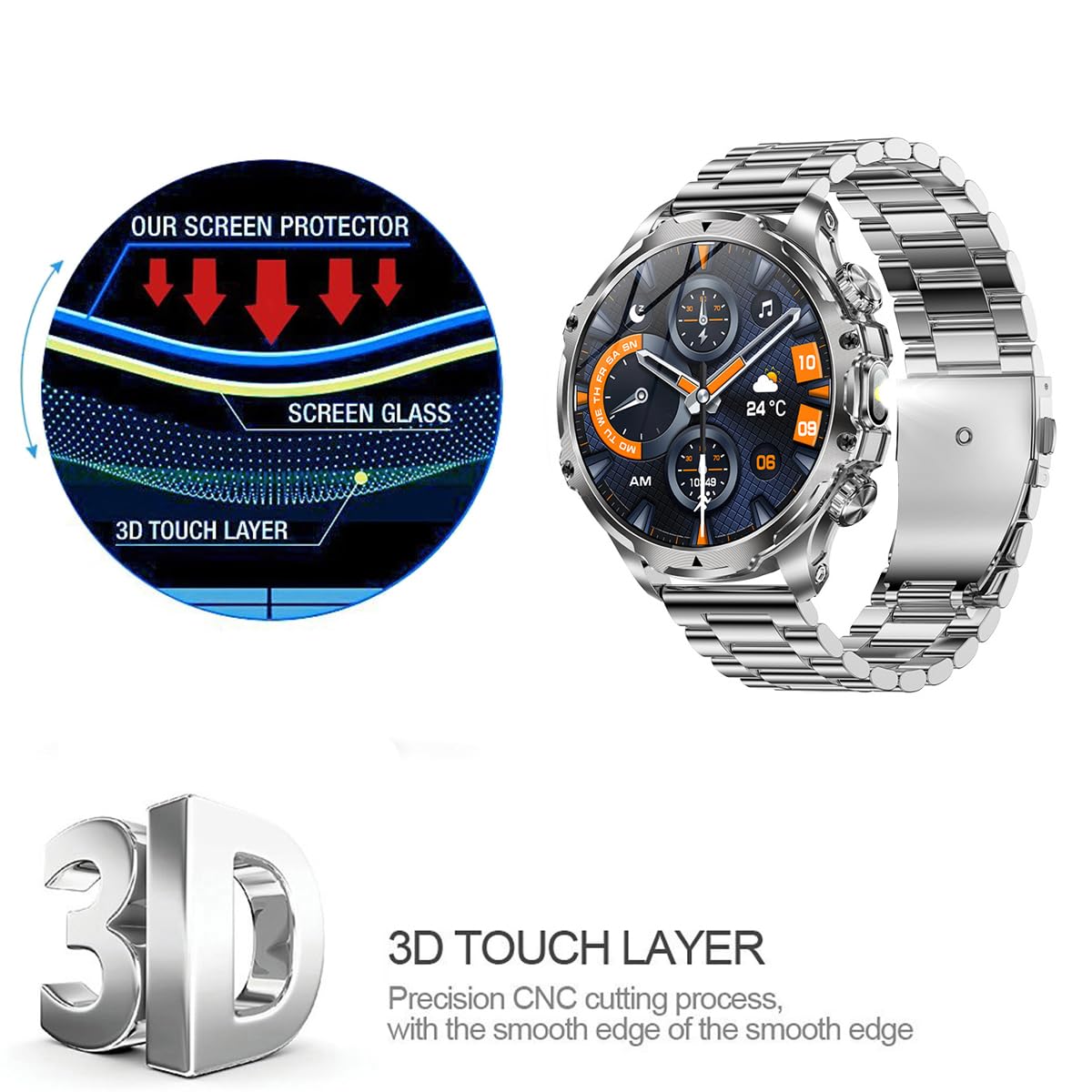 BROTECT Protector Pantalla Cristal Para LIGE Smartwatch 1.6" Protector Vidrio - [Dureza 9H, Anti-Arañazos - View #6