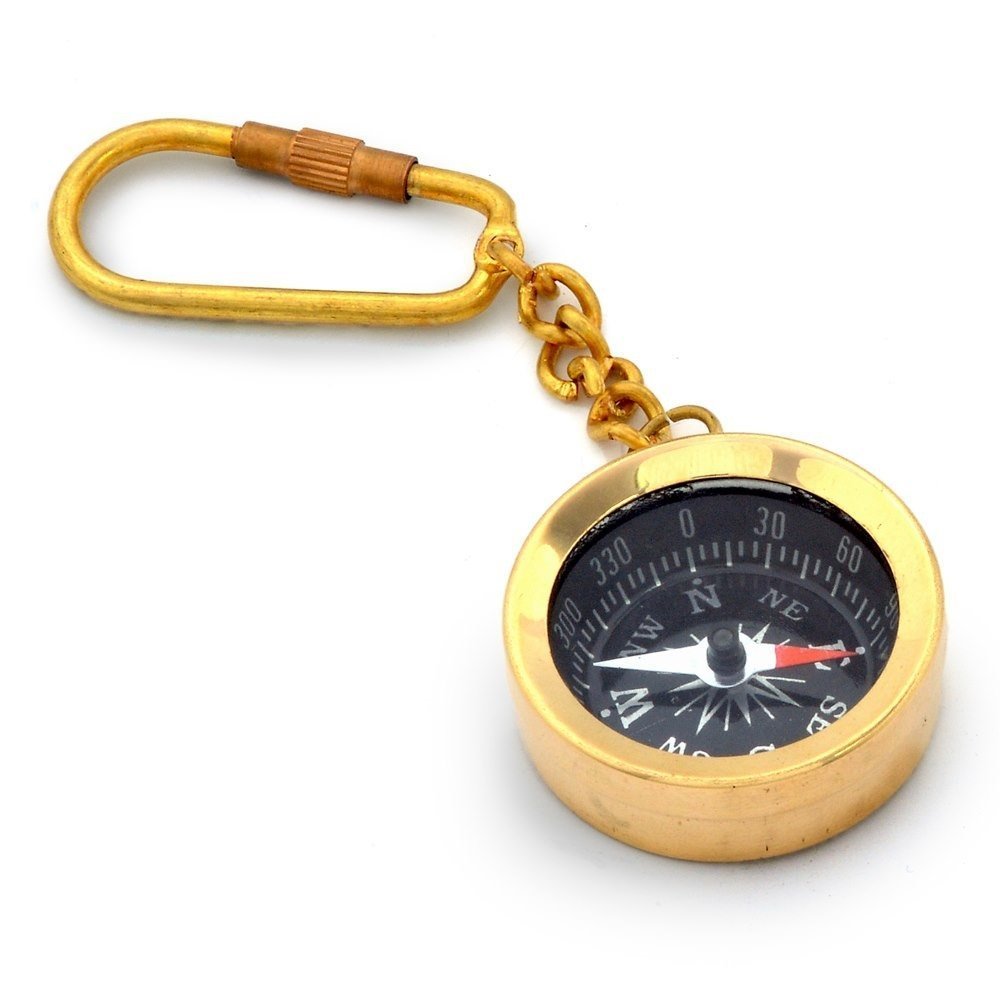 VMP Antique Brass Magnetic Compass Keychain/Key Chain, Keys Diwali