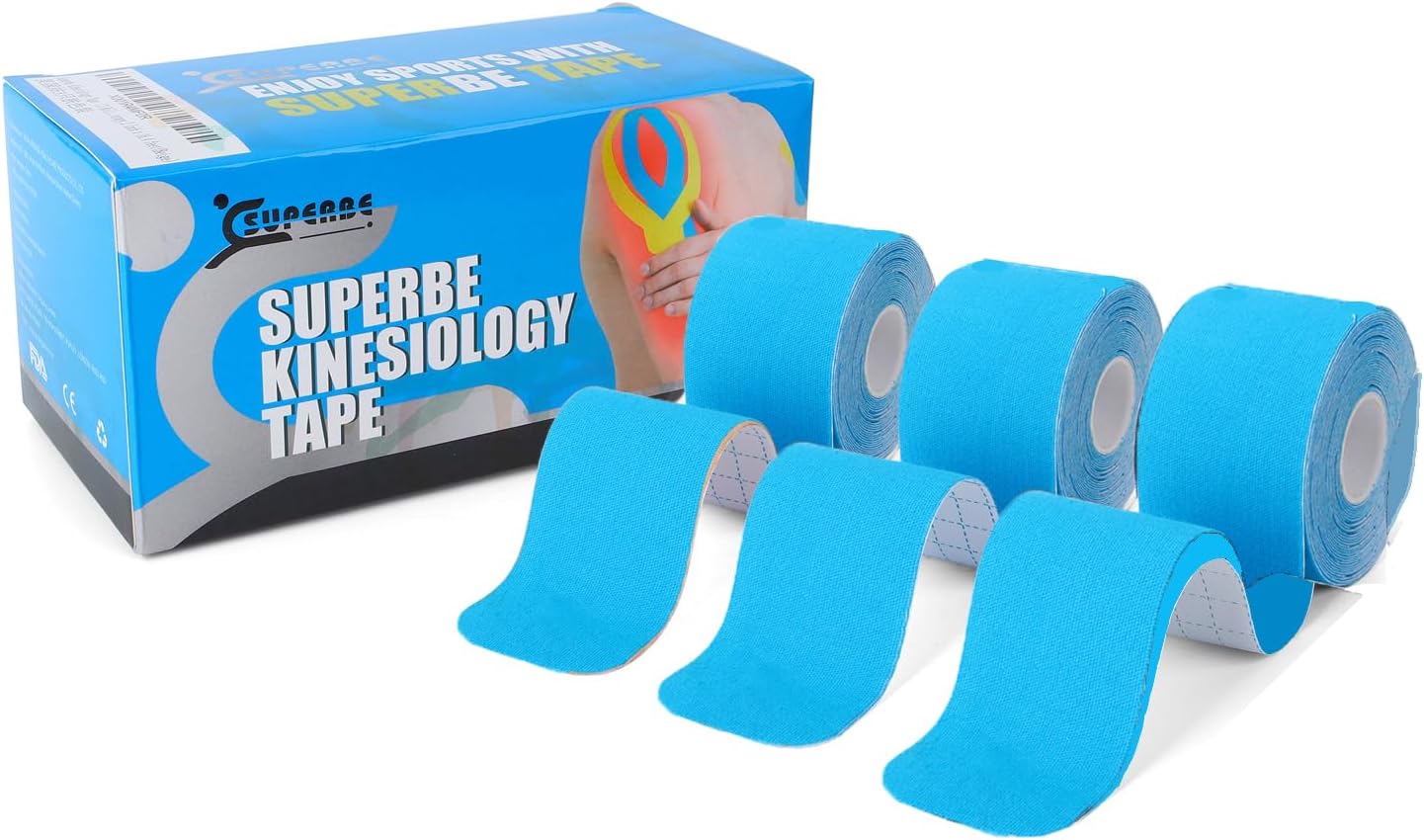 Superbe Precut Kinesiology Tapes (3 Rolls Pack), Sports Tape Muscle Tape for Pain Relief, Muscle