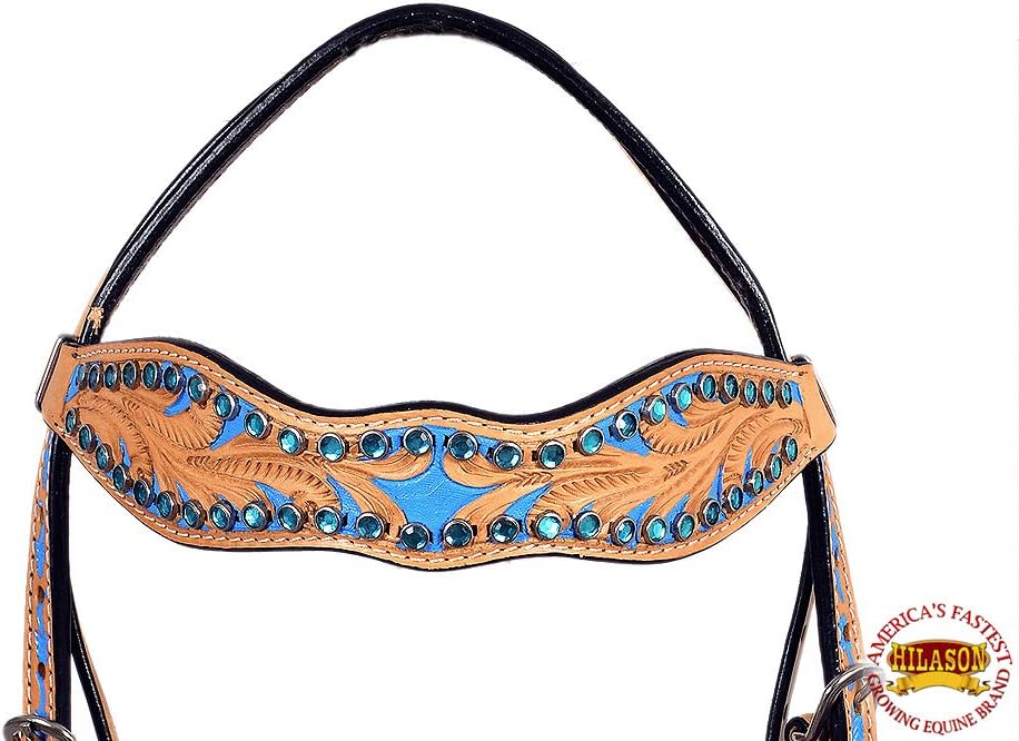 HILASON Western Horse Headstall Tack Bridle American Leather Hand Paint
