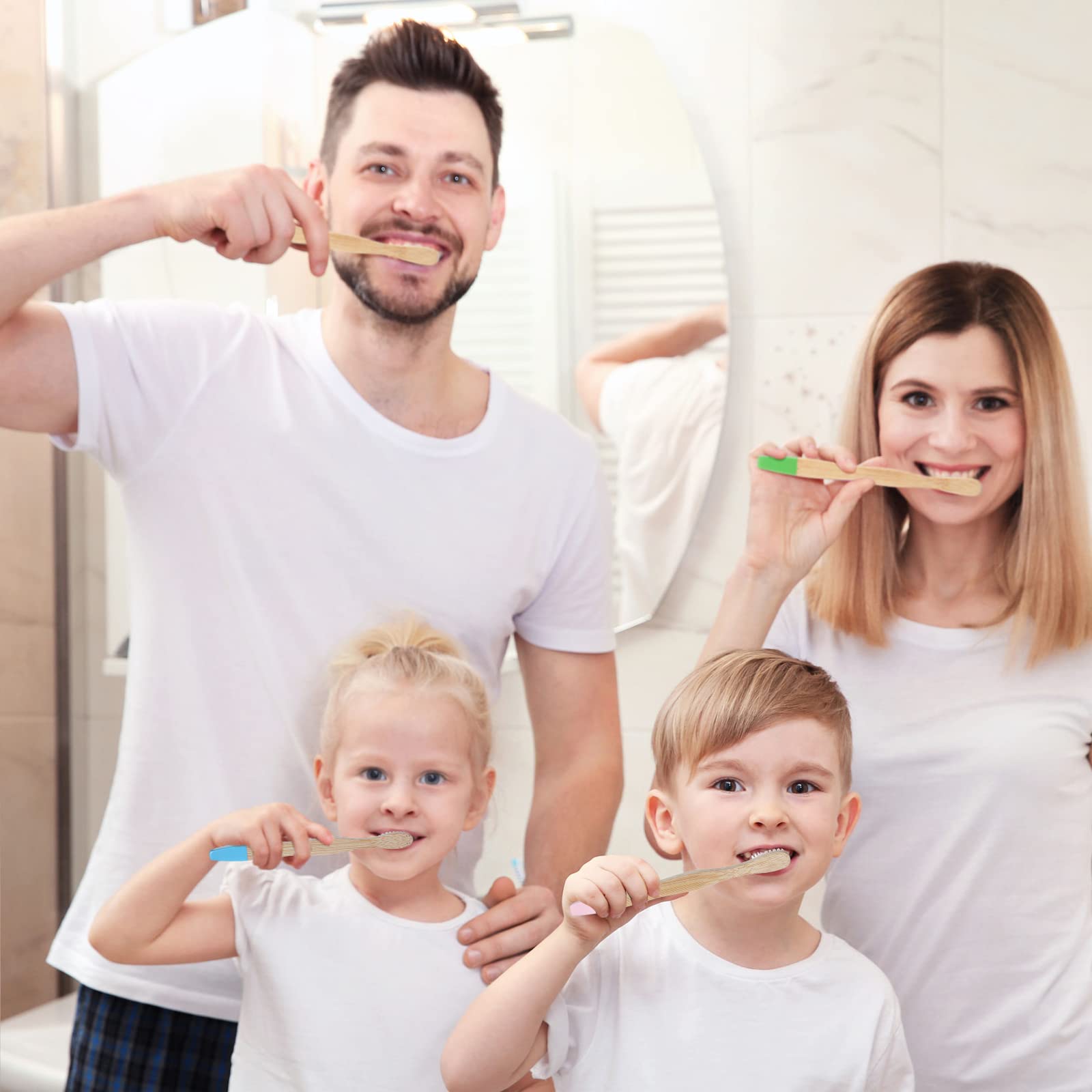 Estune Spazzolini da denti per bambini in bambù con setole morbide, confezionati singolarmente, spazzolini da denti manuali da viaggio, per bambini, adulti, scuola, viaggi, forniture orali da 14 cm