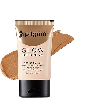 Pilgrim Almond Glow 3-In-1 Medium BB Cream SPF 50 PA++++ With Niacinamide, Hyaluronic Acid & Vit C For All Skin