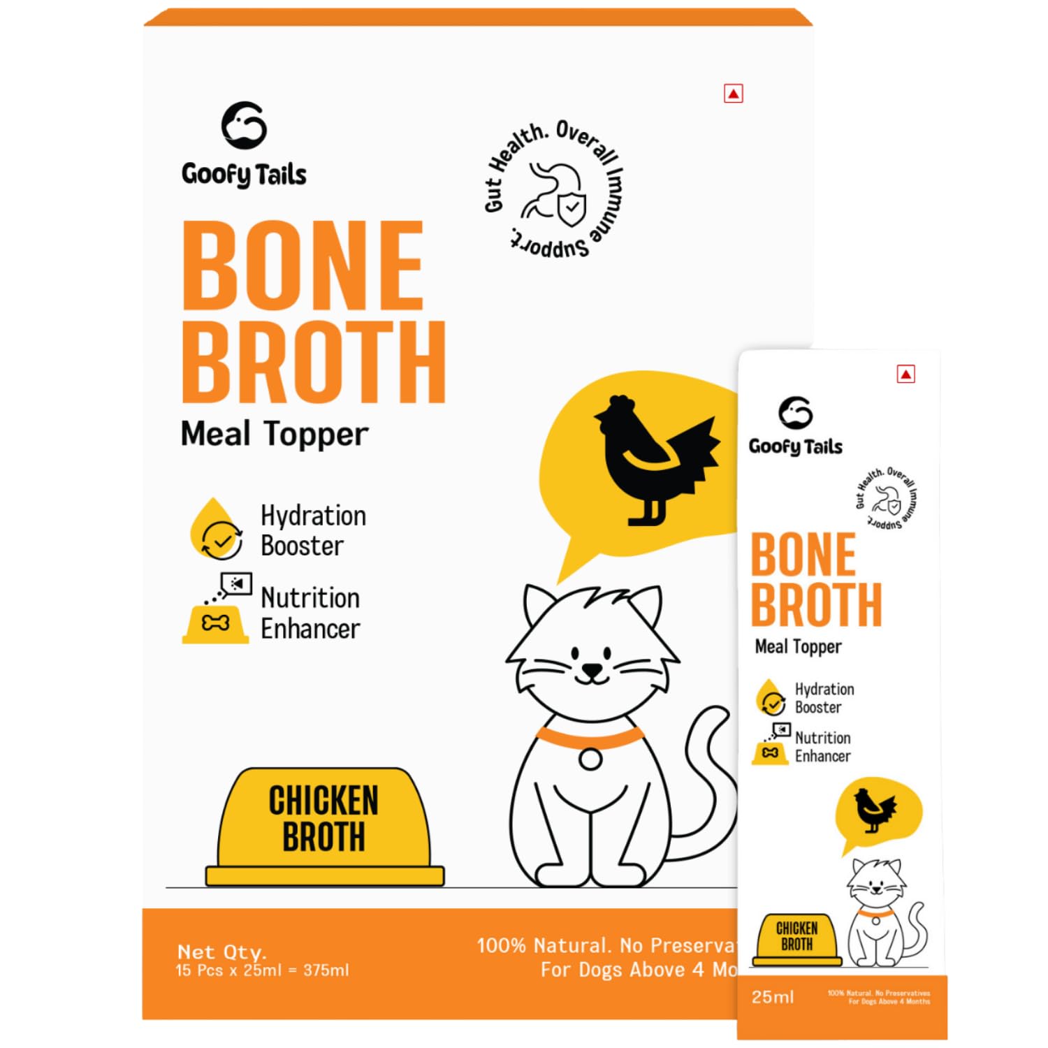 Goofy Tails Chicken Bone Broth for Cats 25 ml (25ml X 15 Pack), Human Grade, Preservative Free, Gut Friendly Cat Food Topper, Cat Supplements with Natural Collagen-image-9