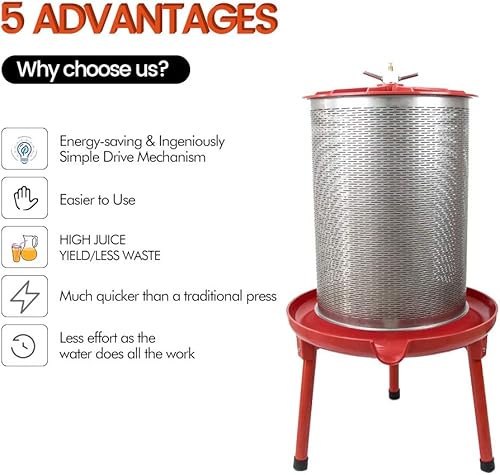 Miniatura 3 de EJWOX Prensa de sidra de 5.3 galones Hidroprensa de frutas y vino Prensa de sidra para hacer vinos Prensa de sidra Prensa de sidra Prensa