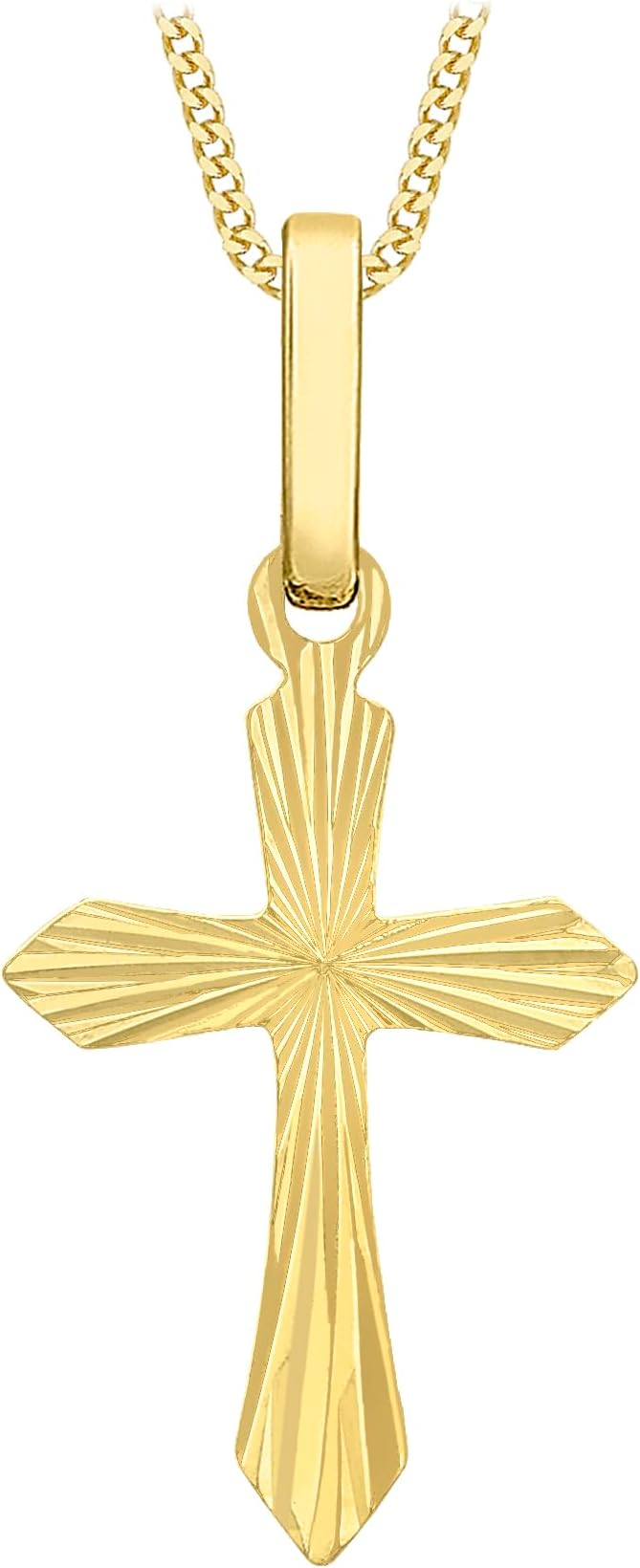 9ct Yellow Gold Design Cross Pendant Necklace of 46cm/18
