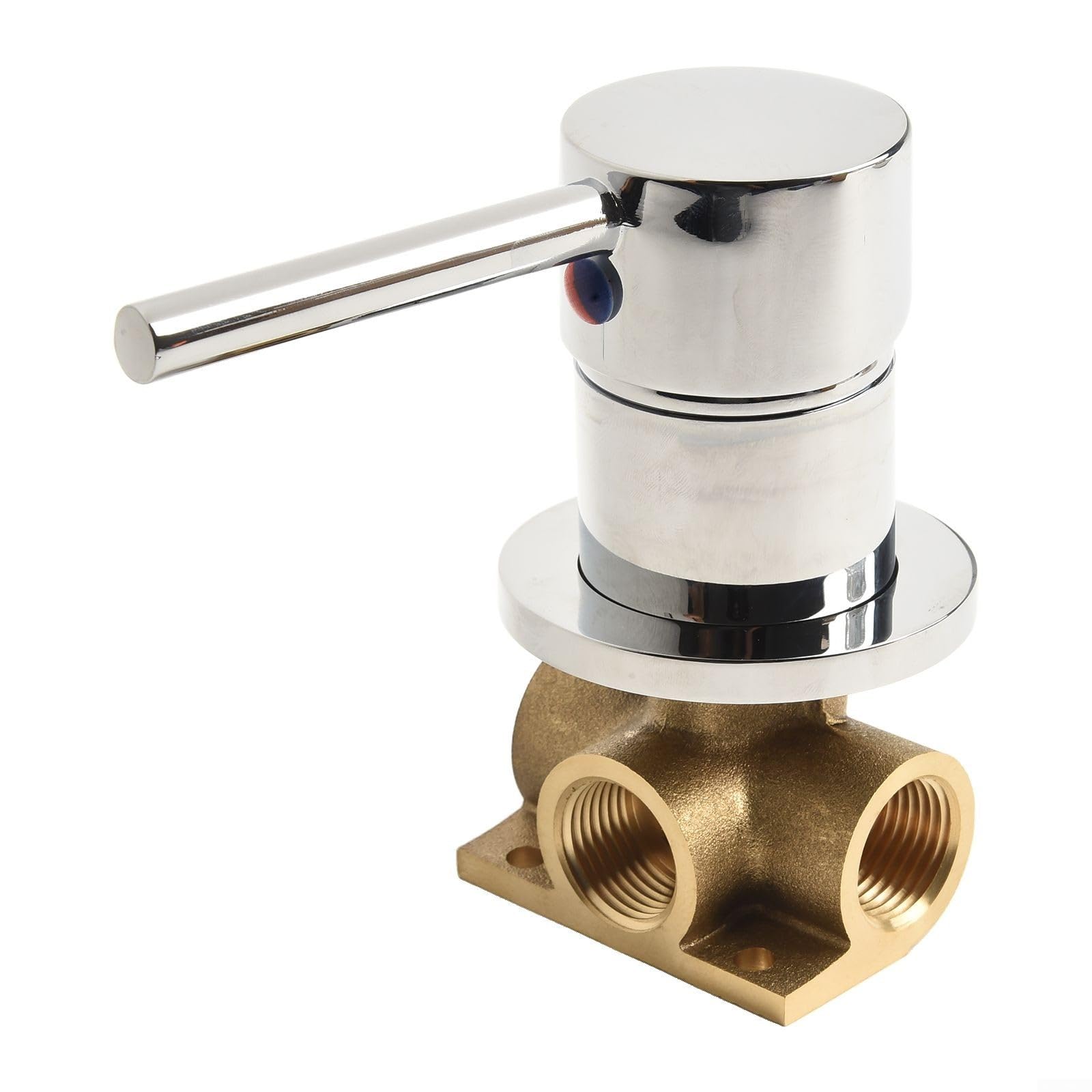 Miscelatore manuale con valvola da 1/2 pollici, montaggio a parete, rotonda, nascosta, controllo dell'acqua calda e fredda, monocomando, in ottone, rubinetto per doccia per bagno (cromato)