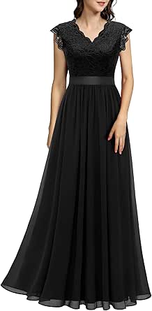 Dressystar Women's V Neck Sleeveless Lace Bridesmaid Dress Wedding Party Gown