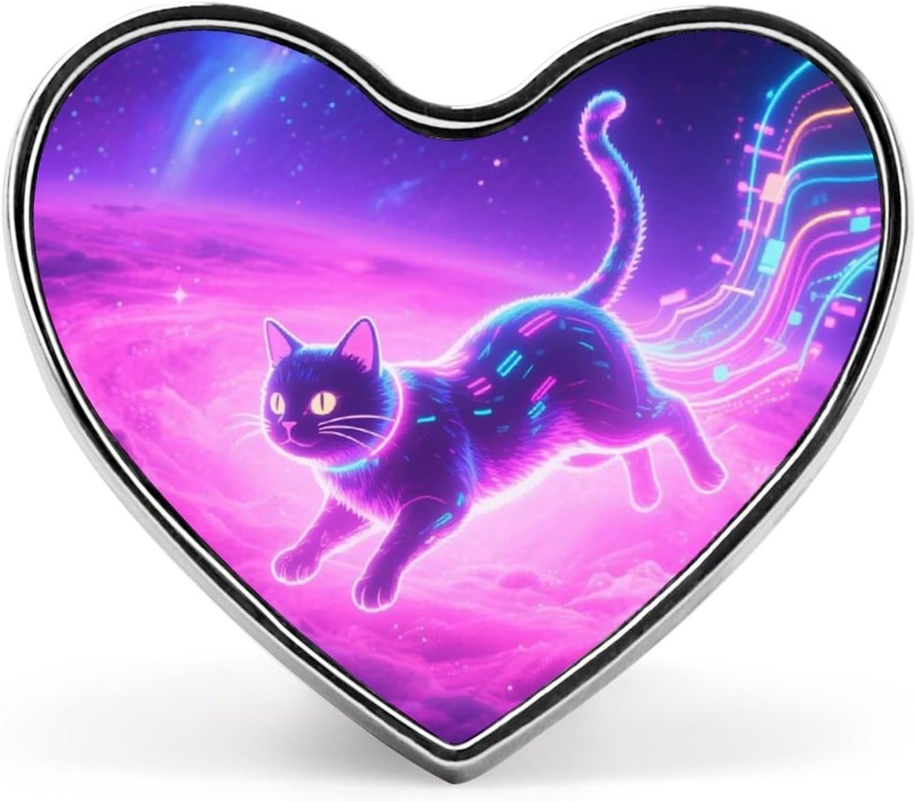 Heart Lapel Pin - Vapor Cat Enamel Pin, Cute Brooch for Jackets, Hats & Tops | Suit Pins for Men | Lightweight Metal Fashion Clothing Accessory