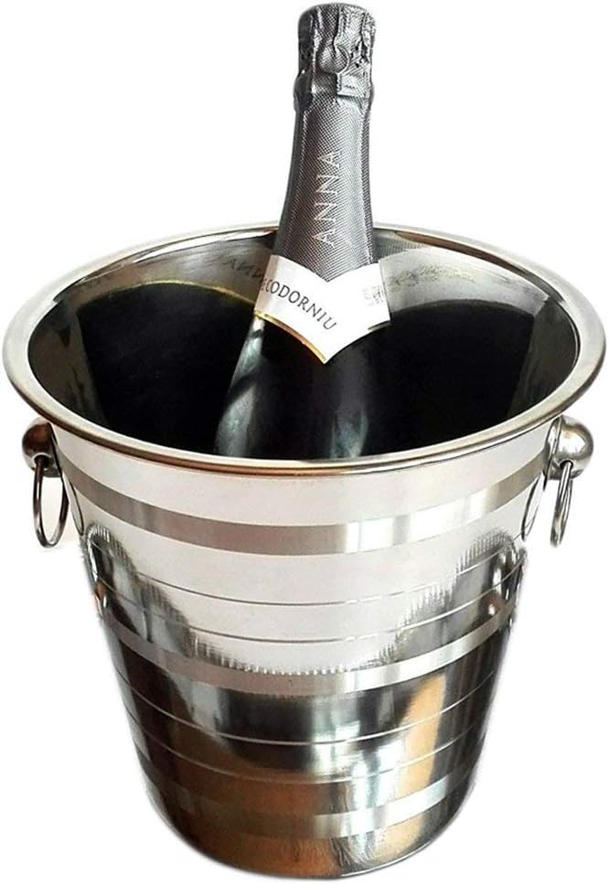 Space HomeChampagne Bucket with Handles | Stainless Steel Ice Bucket | Drinks Cooler Bucket | 22 x 21 cm