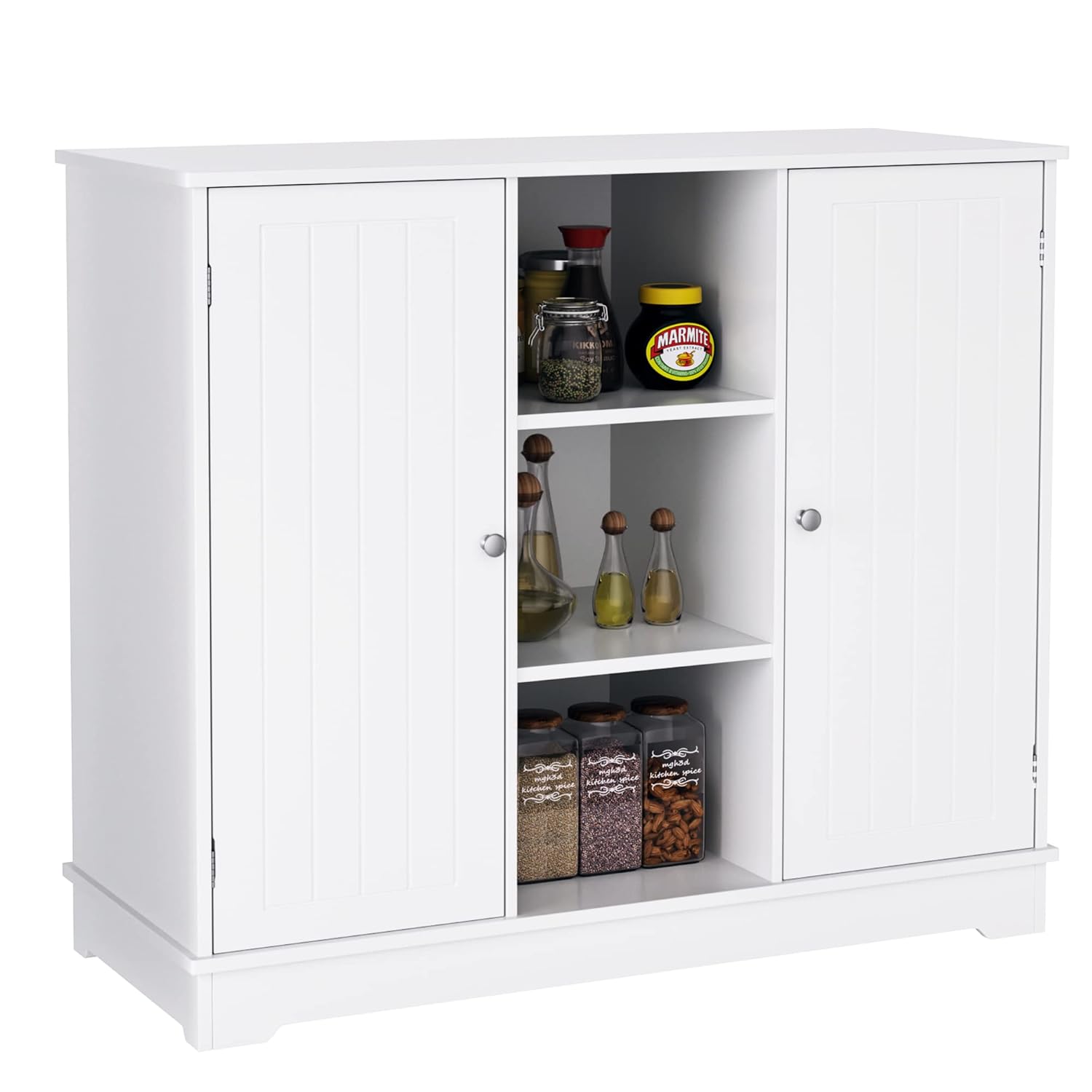 HORSTORS Kitchen Storage Buffet with Doors and Adjustable Shelves, Modern