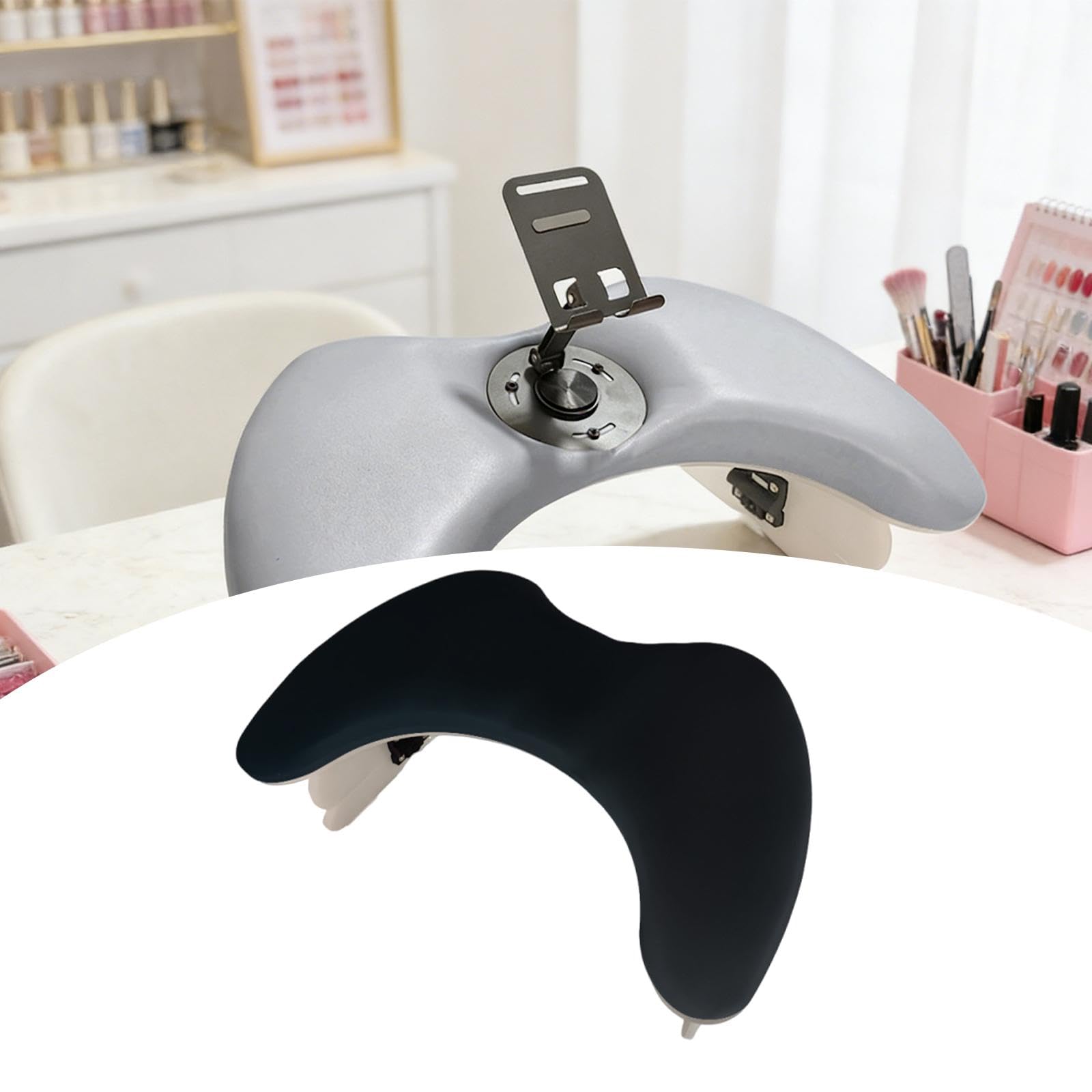 Cuscino per Manicure Poggiapolso Poggiabraccio Unghie Cuscino Manicure Pieghevole Altezza Regolabile PU Comodo per Trattamento Lungo Adatto a Salone S, Nero Senza Staffa