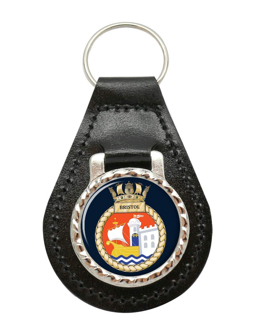 Giftshop UK HMS Bristol, Royal Navy Leather Key Fob