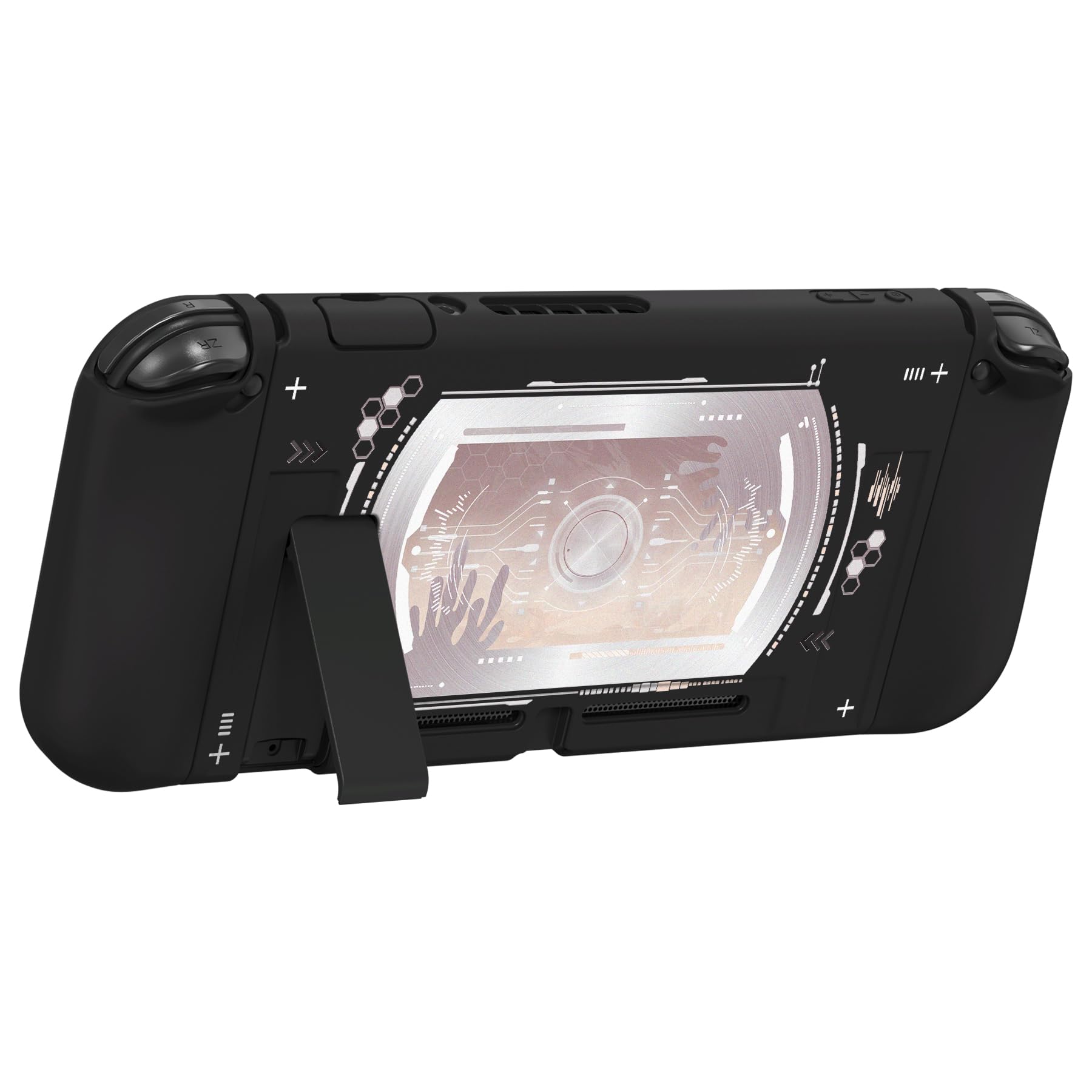 PlayVital ZealProtect - Custodia protettiva morbida per Nintendo Switch, protezione flessibile per interruttore, con protezione per lo schermo in vetro temperato, impugnature per pollice e tappi per