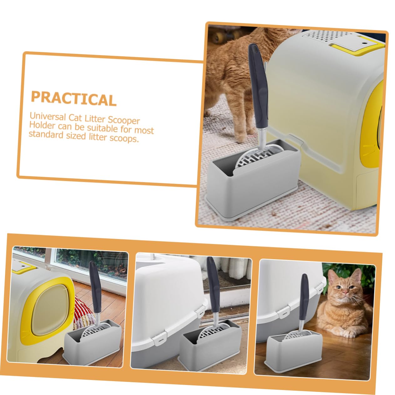 HAPINARY Cat Litter Scoop Holder Versatile Storage Stand for Standard Scoops Keeps Floors Organized Multi-Functional Litter Scooper Container Design