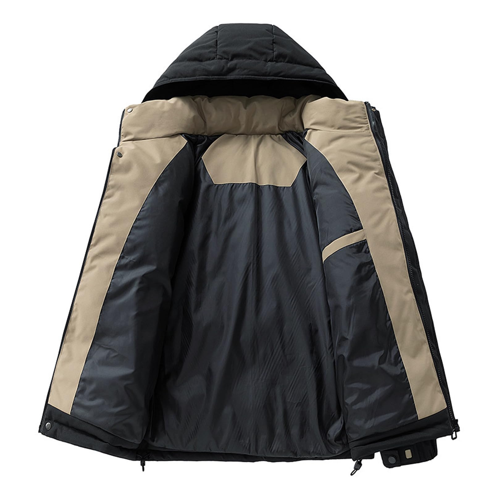 Generisch Piumino da uomo con cappuccio, giacca trapuntata per esterni, con cerniera, slim fit, morbida, con cappuccio, tinta unita