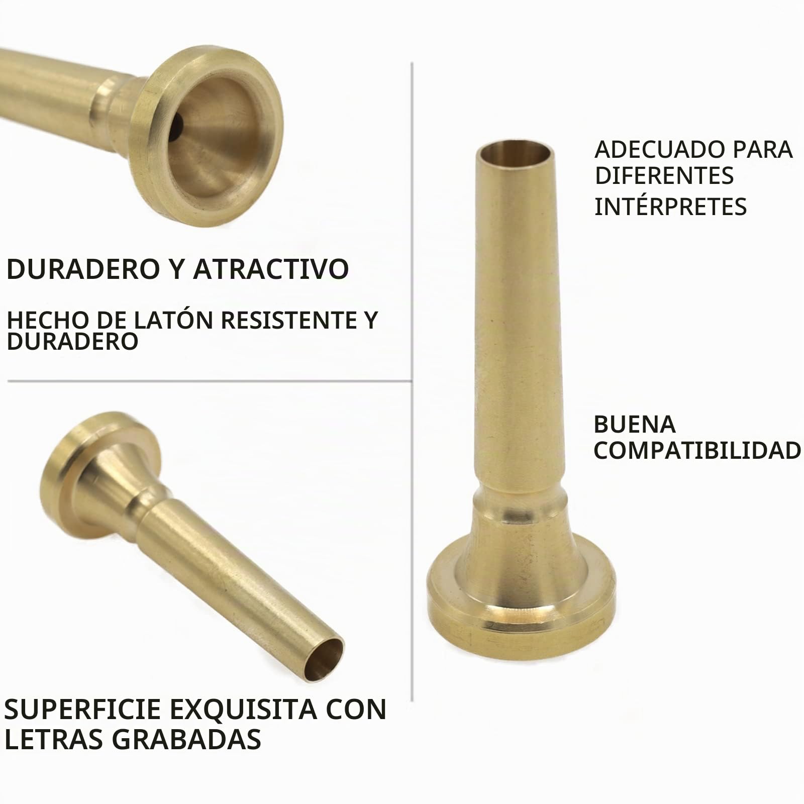 Cuerno de trompeta de latón chapado en oro con bolsa y guantes para actuaciones de orquesta militar y festivales