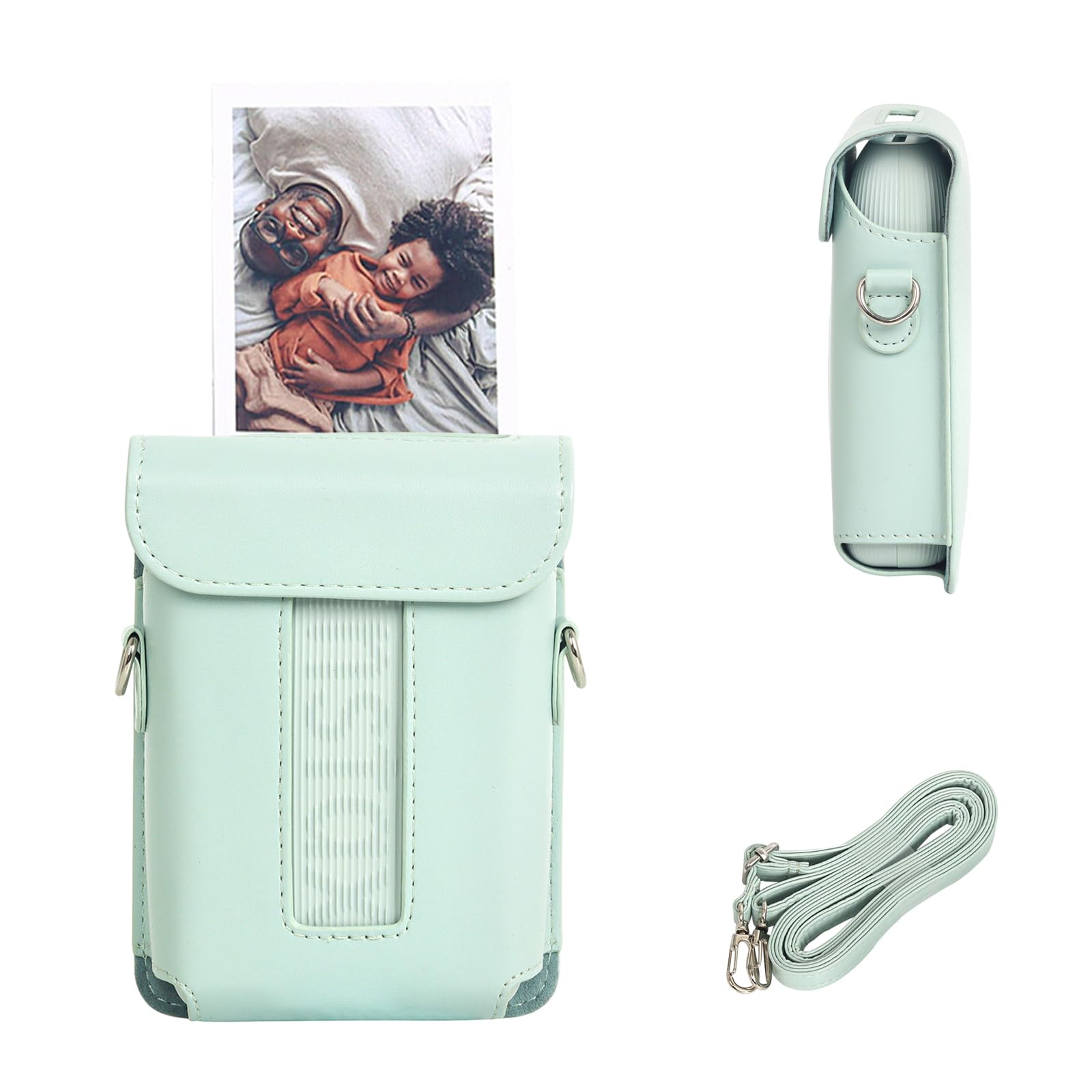 VOVMOEYA For Fujifilm Instax Mini Link 3 Smartphone Printer, Mini Link 3 Case PU Protective Case With Magnetic Cover, Soft Microfiber Inner, Shoulder