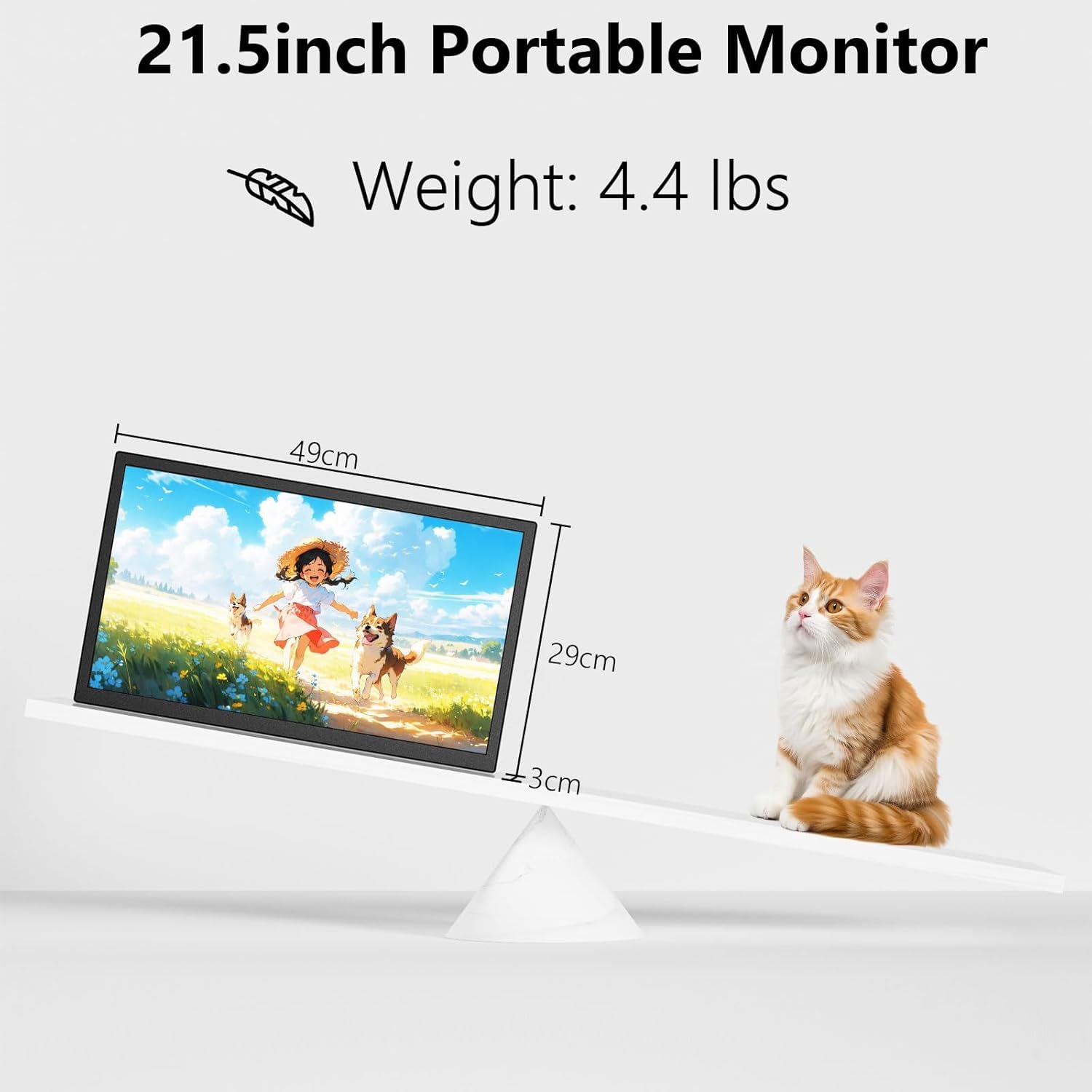 Showscren 21.5 Inch Large Portable Monitor, FHD 1080P 75Hz Ultra-Wide External Screen, USB-C & HDMI Plug and Play Second Monitor, VESA Mountable Portable Display for Laptop Desktop Home Office Gaming — view 9