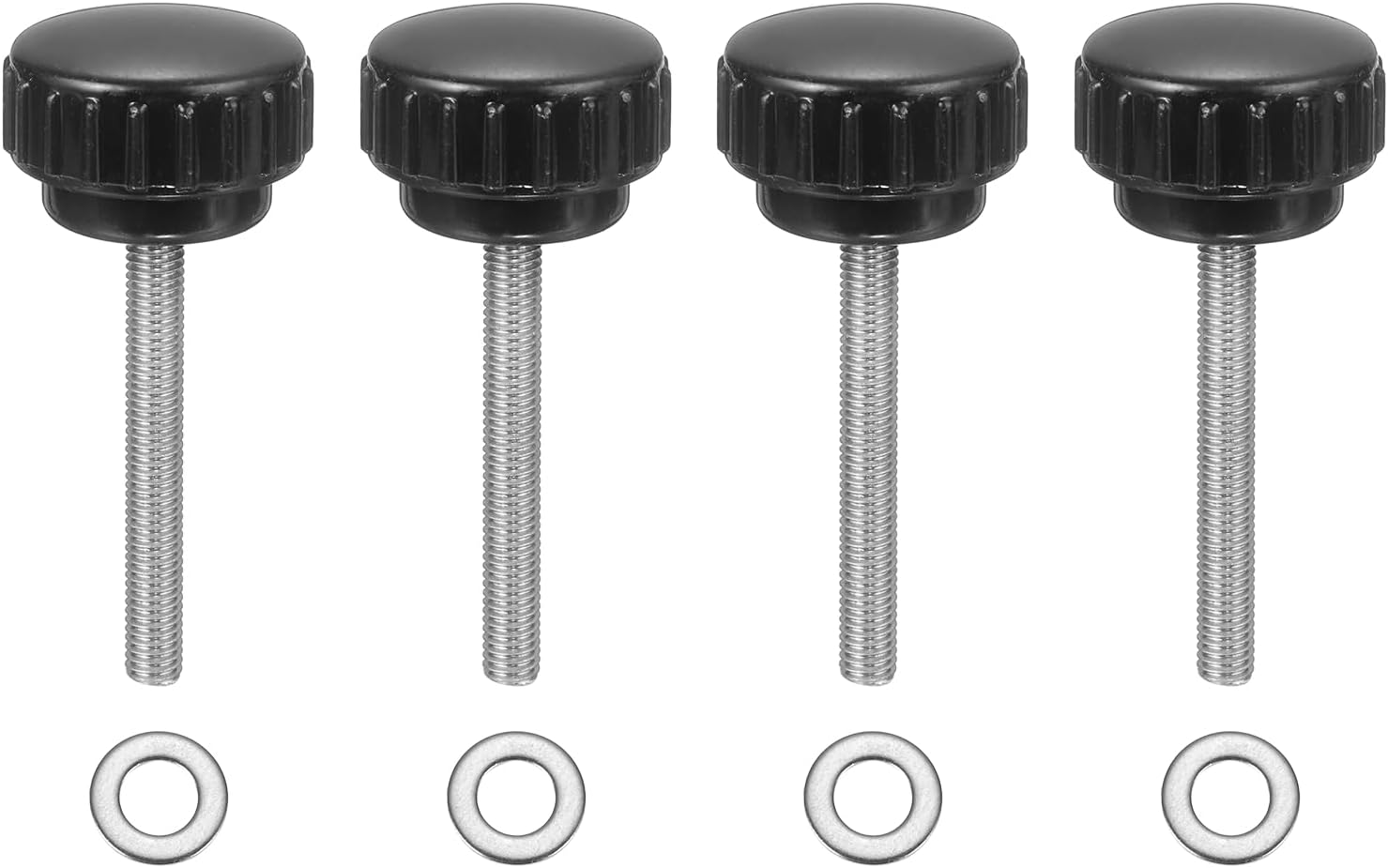 uxcell 4Pcs Knurled Clamping Knobs, M5 x 40mm Metric 304 Stainless Steel Male Thread Thumb Screws 25mm Width Knurled Handle Bolts Grip with Washers for Machine Umbrella Base Replacement