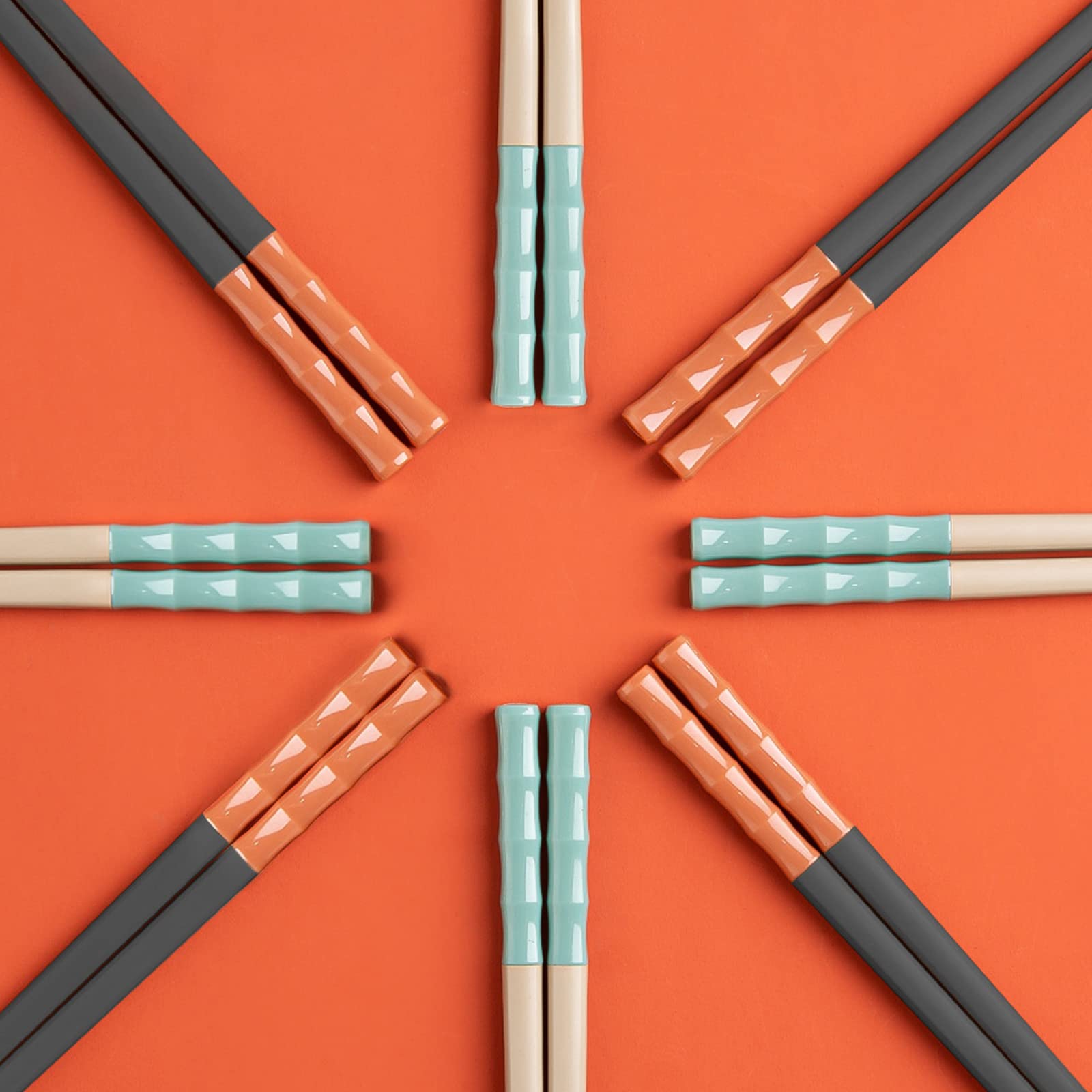 5 Pairs Reusable Fiberglass Chopsticks - 9.6 Inch, Dishwasher Safe, Non-Slip Matte Finish, Traditional Red With '福' Character, Gift Set - View #9