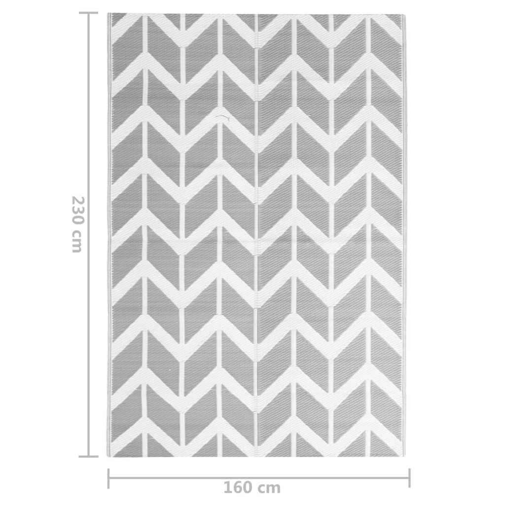 Tapis d'extérieur ARAKIL - Gris - 160 x 230 cm - Résistant aux intempéries - Antidérapant - Pour balcon, jardin, piscine, avec motif jacquard double couche, lavable