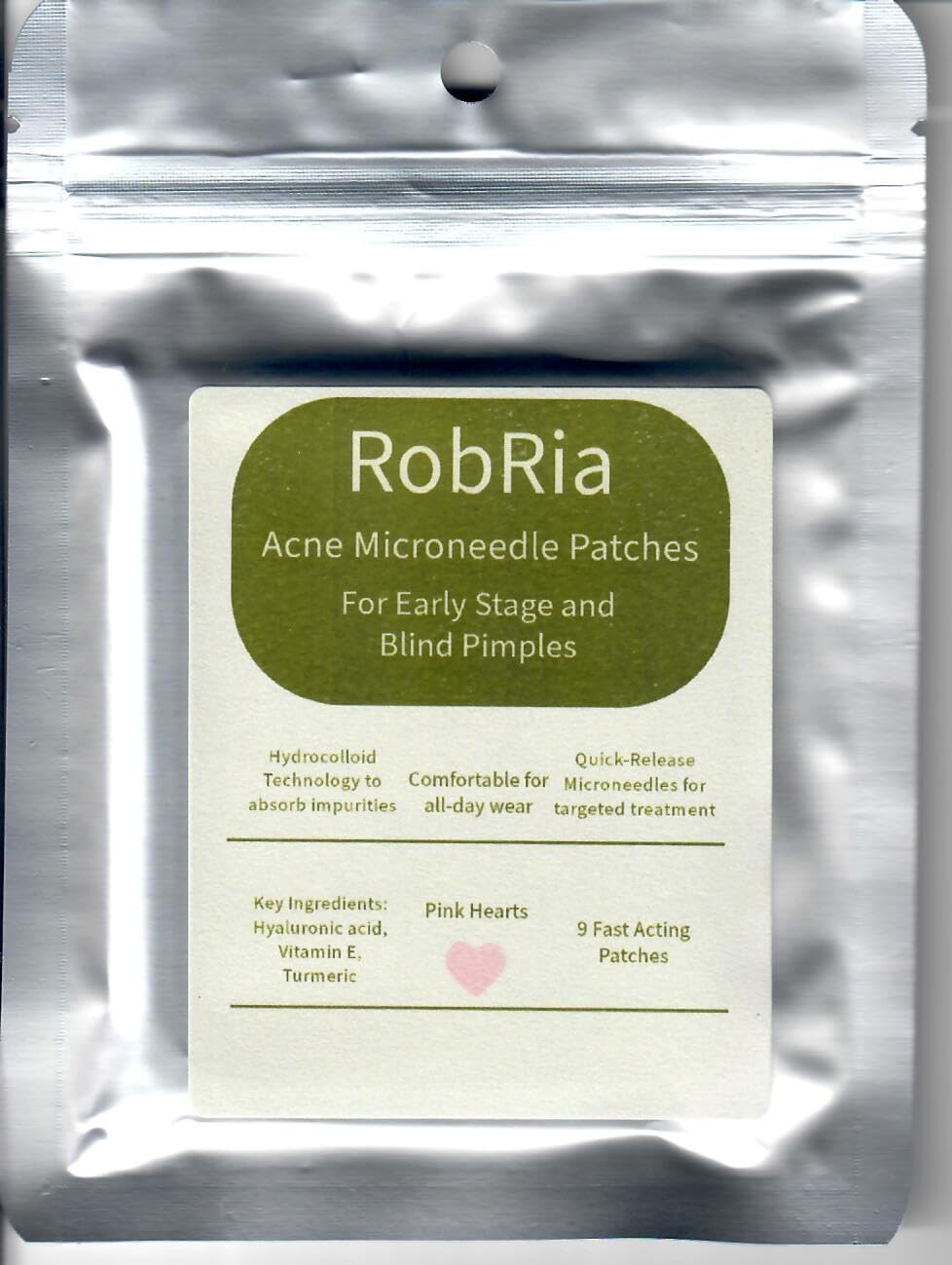 RobRia Microdart Pimple Patches - Pink Heart Shape, 9 Count – Precision Spot Treatment for Blemishes, Acne, and Breakouts.