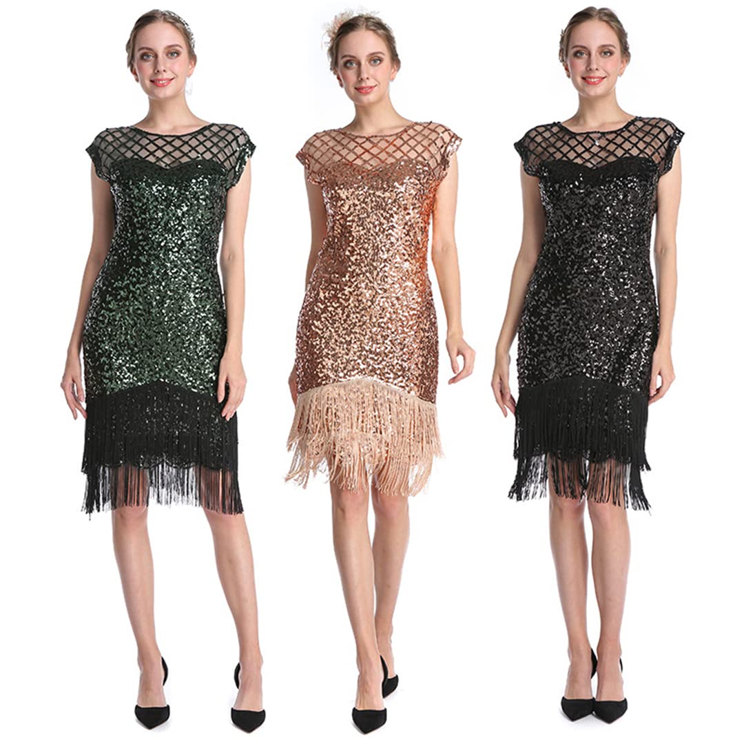 Vestido de lentejuelas de los años 20, vestido de fiesta temática, vestido de graduación, vestido Art Deco, Gn, L