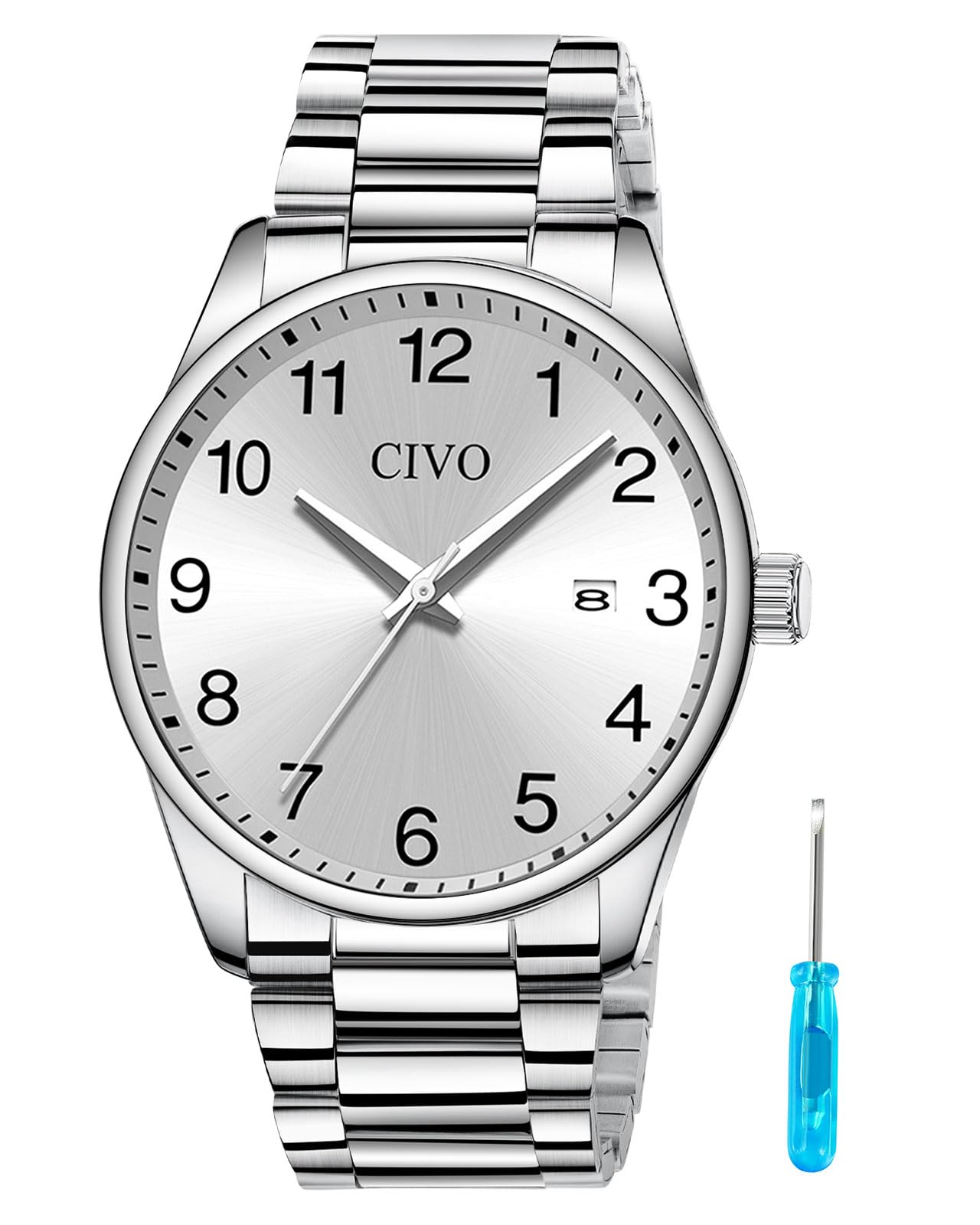 Waterdicht Horloge 40mm Datum CIVO Herenhorloge – Analoog Kwarts, 40 Mm, Waterdicht 3 ATM, Datum, Metalen Band, Klassiek Design Metalene Horlogeband