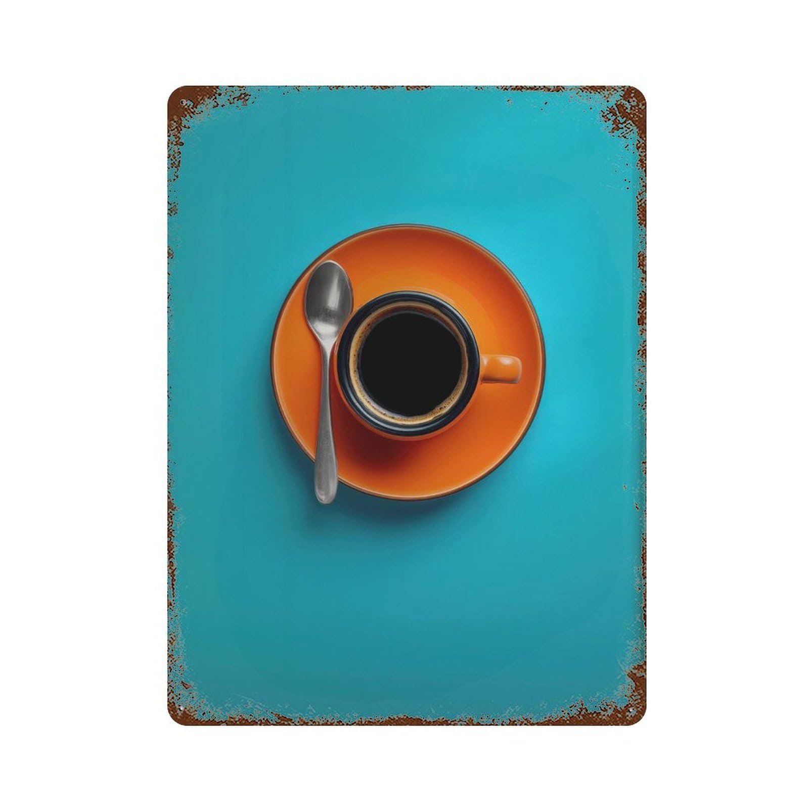 xiaoxiaoshen Orange Coffee Cup Wall Decor Art Metal Tin Poster Modern Home Decor Art Home Bar Shop Decorations Vintage Sign 40x30cm