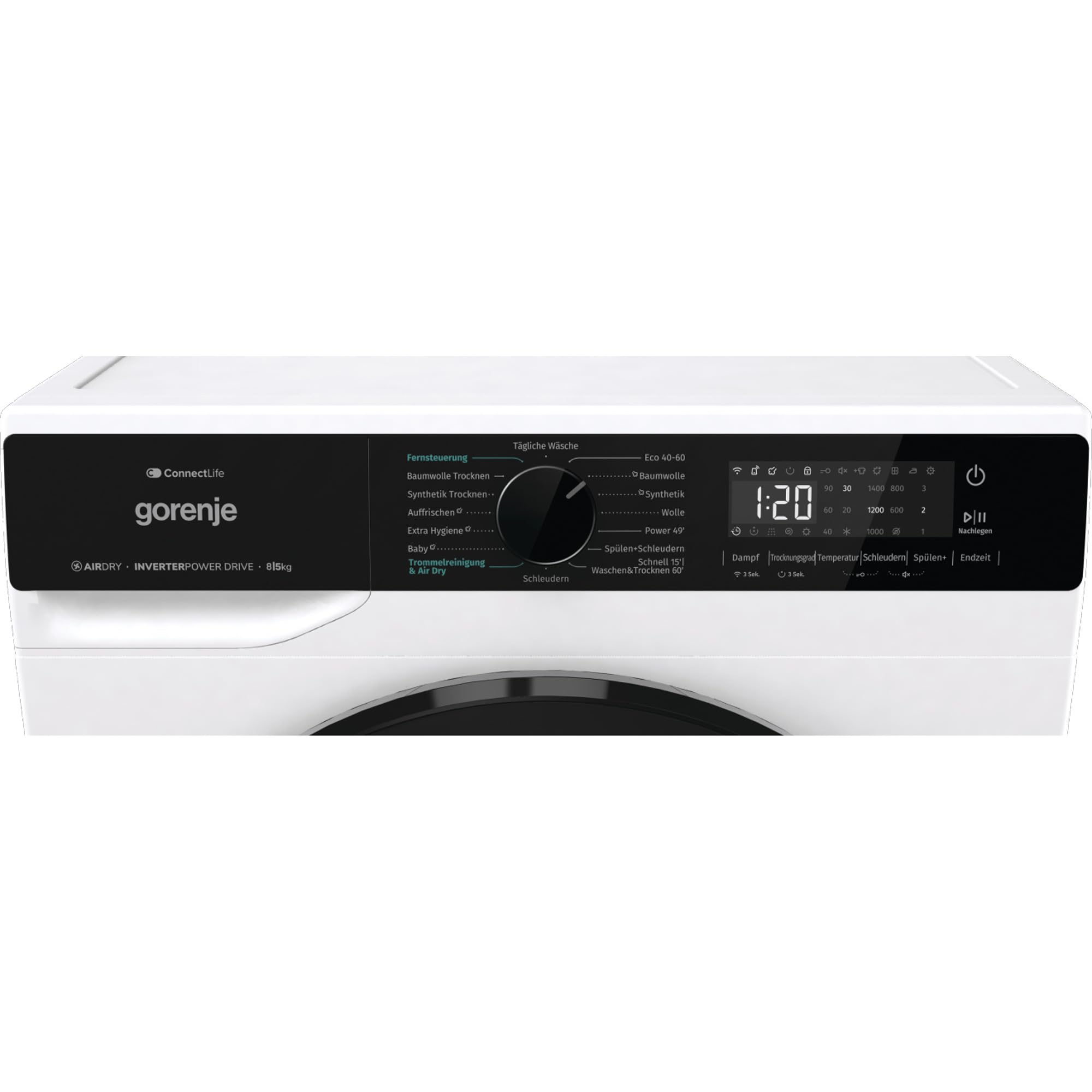 Gorenje WD2PA854ADW, DE suszarka do prania, Connect Life, 16 programów, 8 kg, 54 litry, 1400 U, min, AirDry, Inverter PowerDrive, SterilTub, AllergySteam, PowerJetwash, StopAddGo, Wash&Dry 60', A-30%