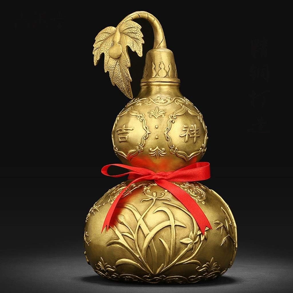 Fortune Ornament Pure Copper Lucky Gourd Decoration Home Living Room Decoration Office Wine Cabinet Crafts Fengshui Natural Bagua Calabashes Fortune Pendulum(M)
