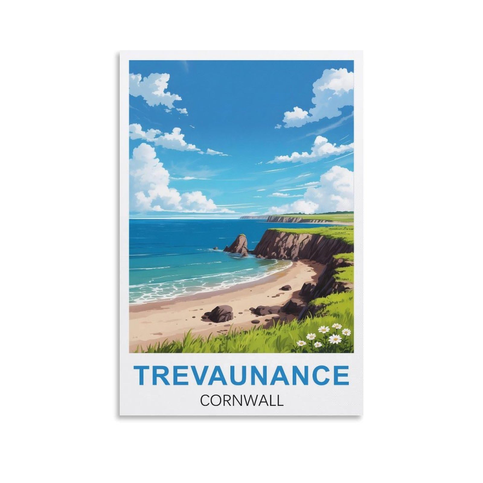Ezmlfa S268 5D Diamond Art Kits For Beginner,Trevaunance Cove,Beginners,Diy Full Round Drill Diamond Dot Gem Art Kits For Adults,Crafts For Decor 50X60cm