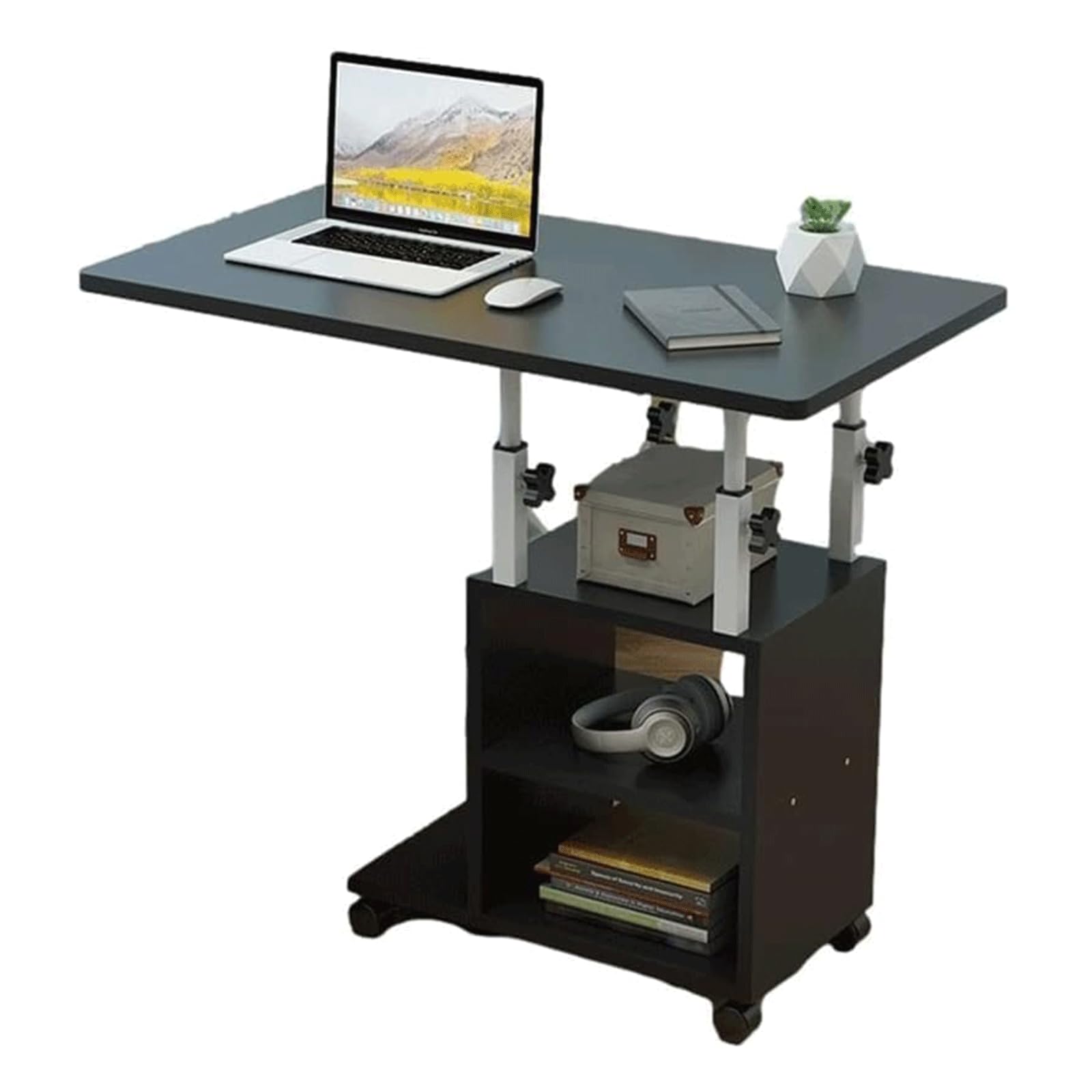 MYUYEE Overbed Table Adjustable Overbed Bedside With Wheels Mobile Standing Desk Steel E Rolling Laptop Table,A,23.6 * 15.7 In (C-23.6 * 15.7 In)