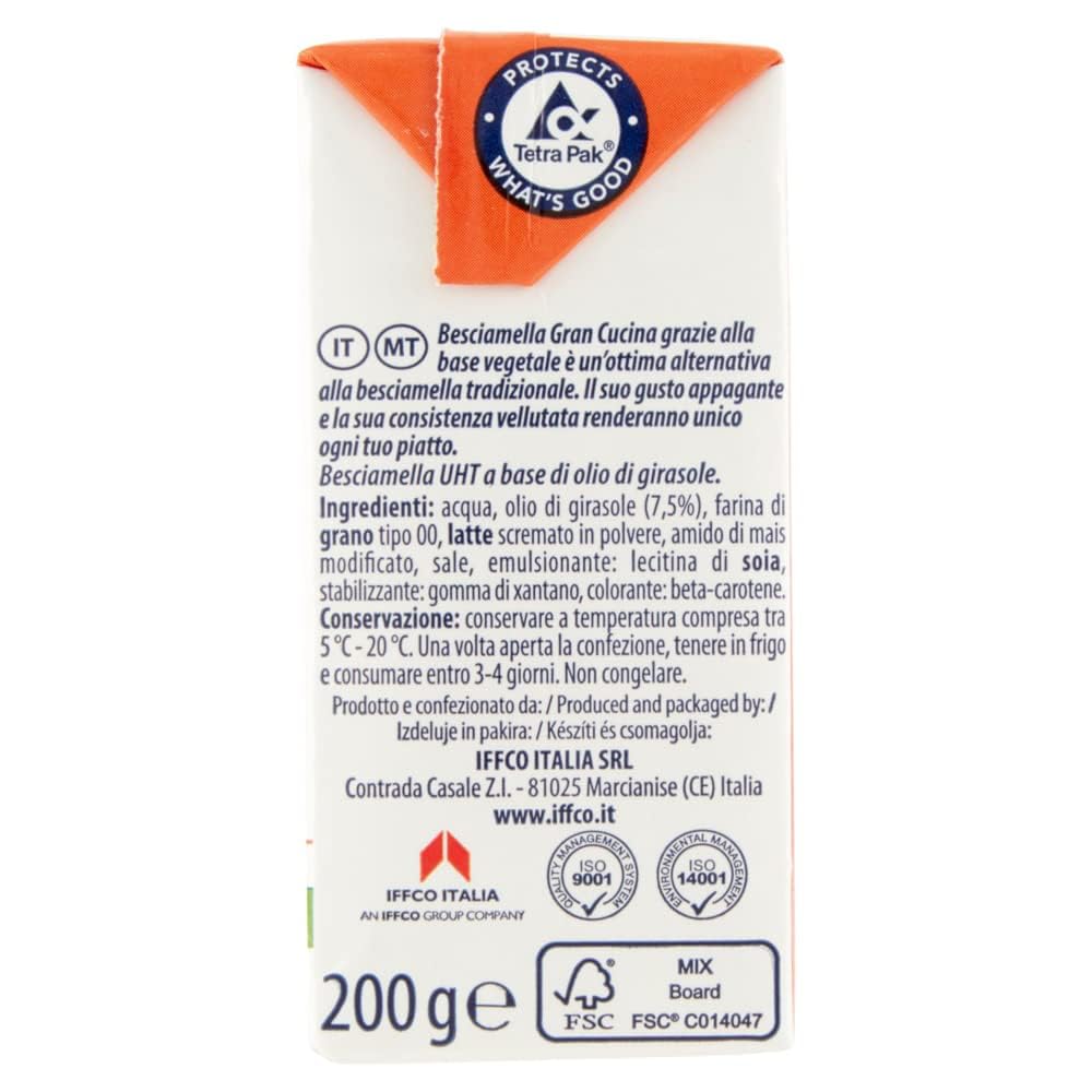 Italian Gourmet Béchamel Gran Cucina 12 x 200 g, Sauce Béchamel UHT à Base Végétale, Sans Huile de Palme, Idéale pour Lasagnes Gratins Pâtes et Cuisine Quotidienne + Italian Gourmet Polpa