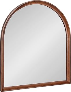 Kate and Laurel Hatherleigh Modern Transitional Arched Wooden Wall Mirror, 32 x 36, Walnut Brown, Decorative Wood Wide Arch Mirror for Use as Vanity Bathroom Accent or Living Room Mantel Decor
