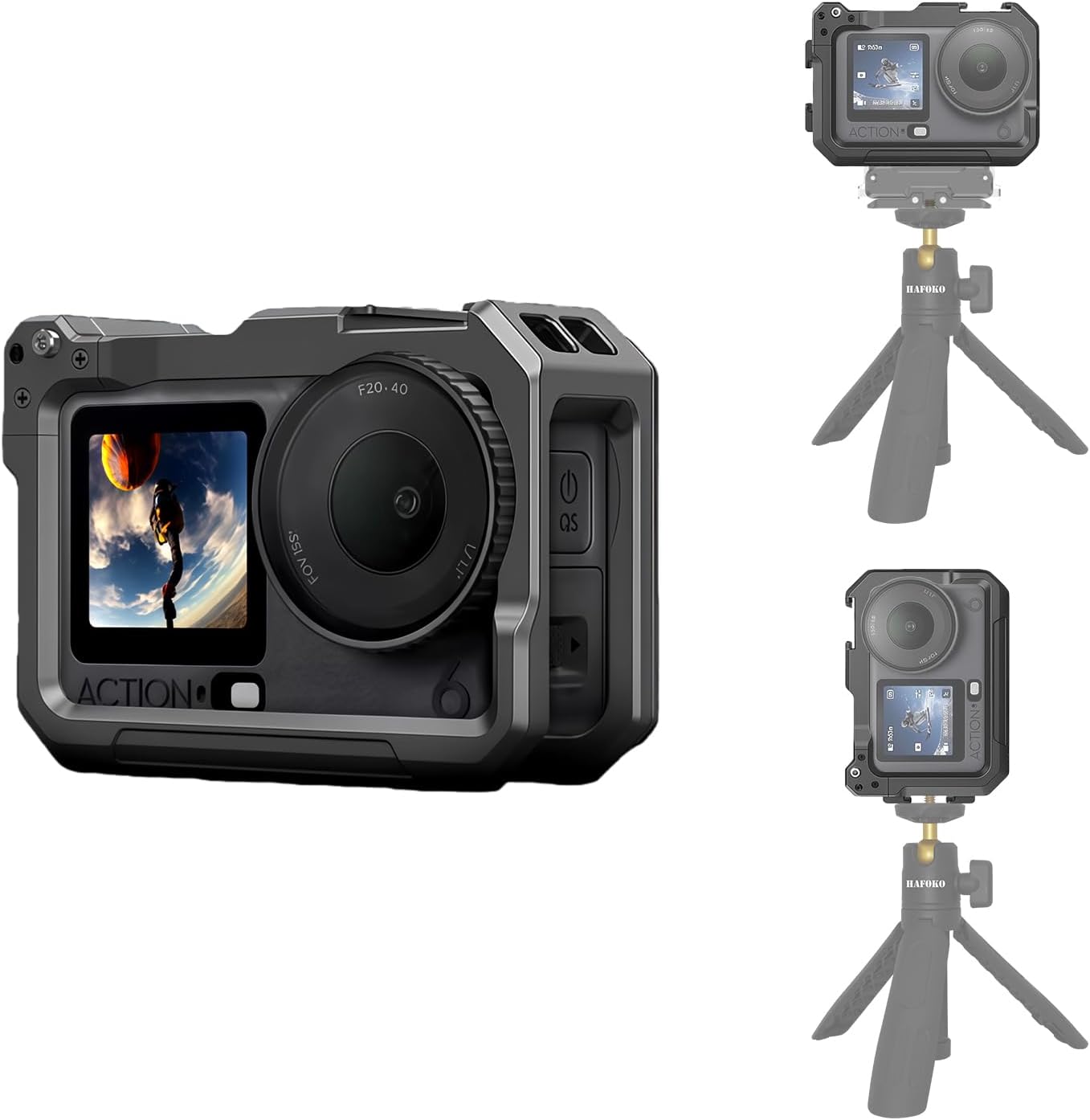 Osmo Action 6 Metal Frame Cage, Multifunction Protective House Cover Compatible for DJI Osmo Action 6, with 1/4" Thread & Cold Shoe Magnetic Adapter Mount Action Camera Accessories for Video Vlogging
