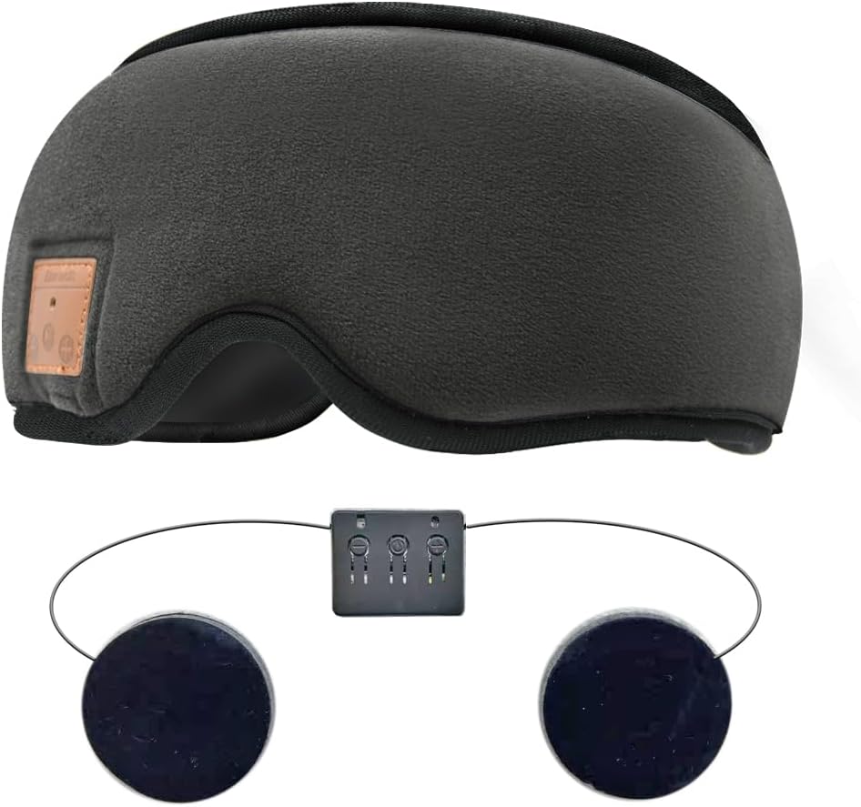 MOITA Sleep Mask, 3D Sleeping Eye Mask with Built-in Sponge Speakers, Wireless Bluetooth Headphones Sleep Mask for Sleeping, Napping, Travelling, Yoga, Meditation (Black)