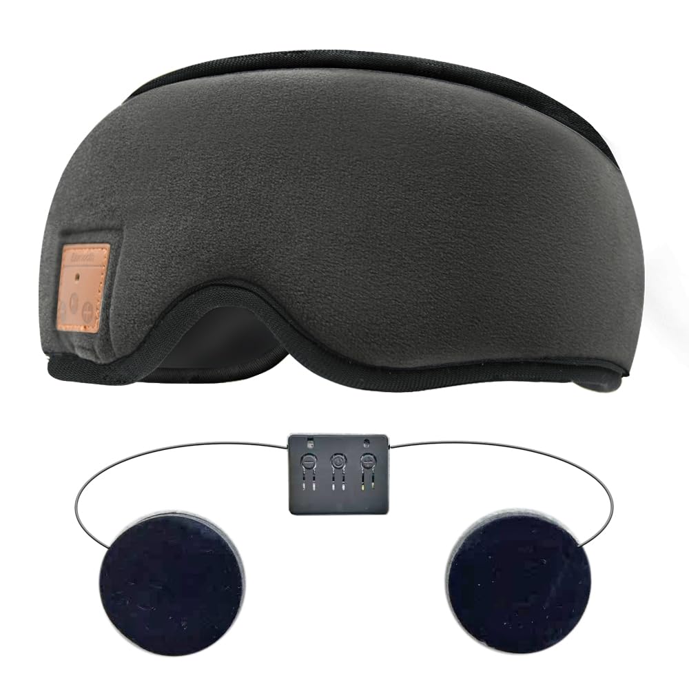 MOITA Sleep Mask, 3D Sleeping Eye Mask with Built-in Sponge Speakers, Wireless Bluetooth Headphones Sleep Mask for Sleeping, Napping, Travelling, Yoga, Meditation (Black)