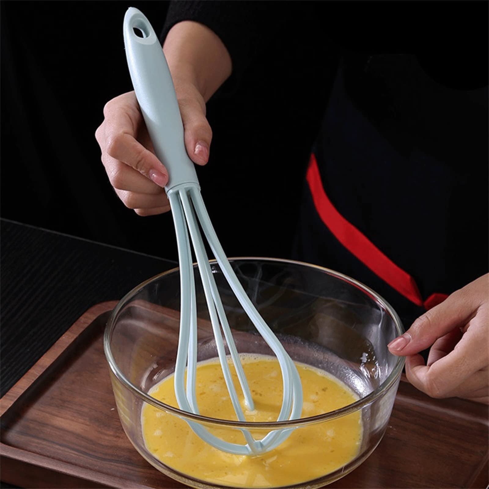Batidor de huevos multifunción manual de plástico de grado alimenticio para el hogar, batidor de crema, harina, mantequilla, accesorios de cocina (amarillo)